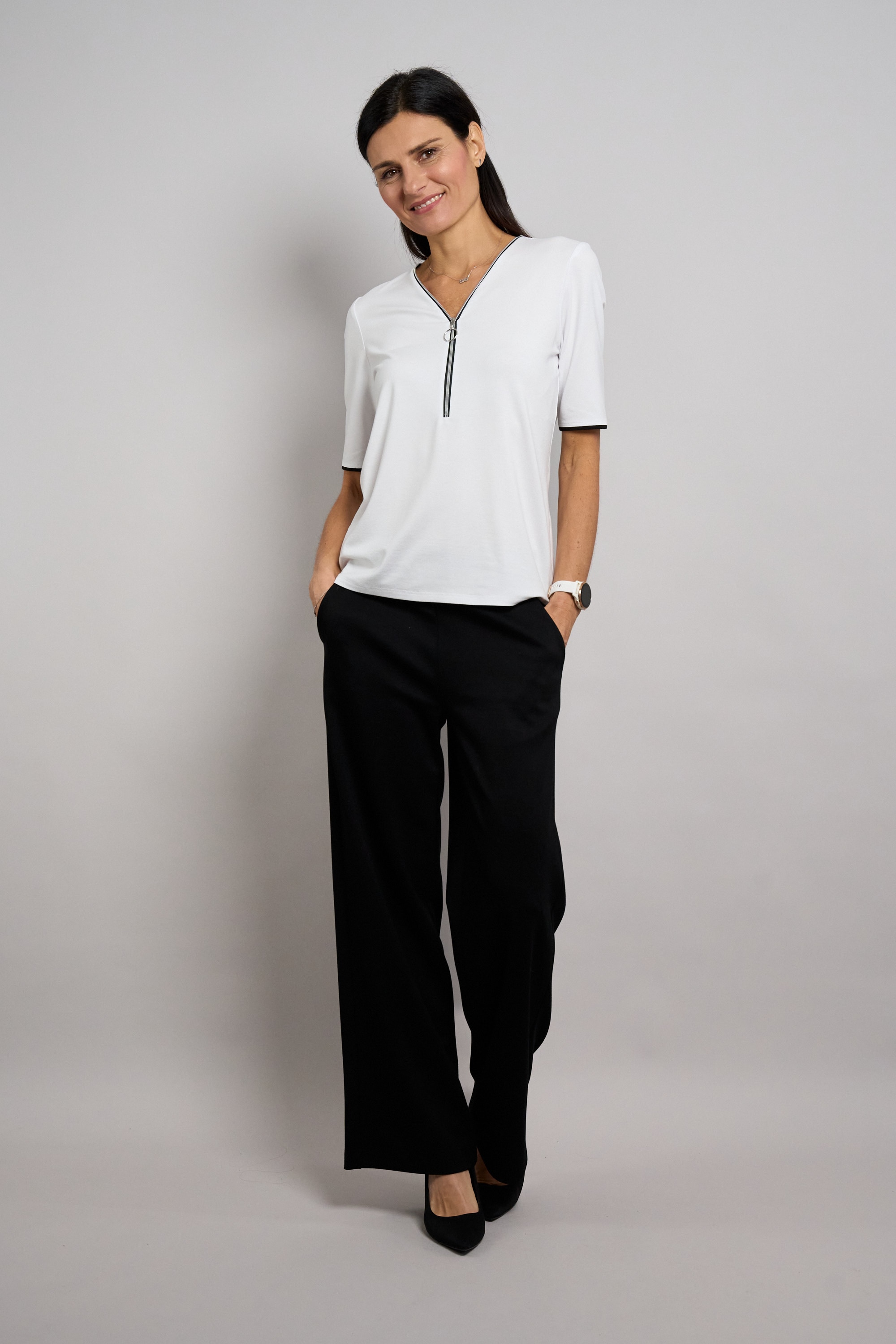 Seidel Moden V-Shirt mit Reißverschluss am Kragen - MADE IN GERMANY