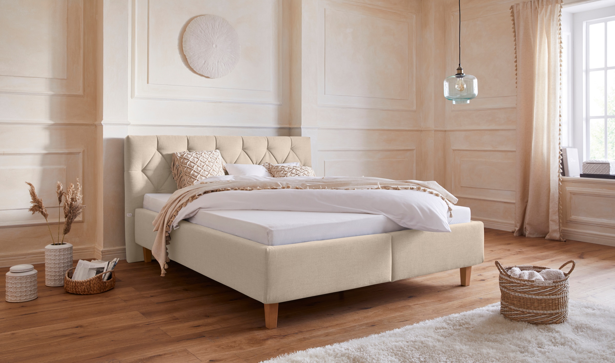 Home affaire Polsterbett "Sunley 100", Kreuzsteppung, Kopfteilhöhe 102 cm, günstig online kaufen
