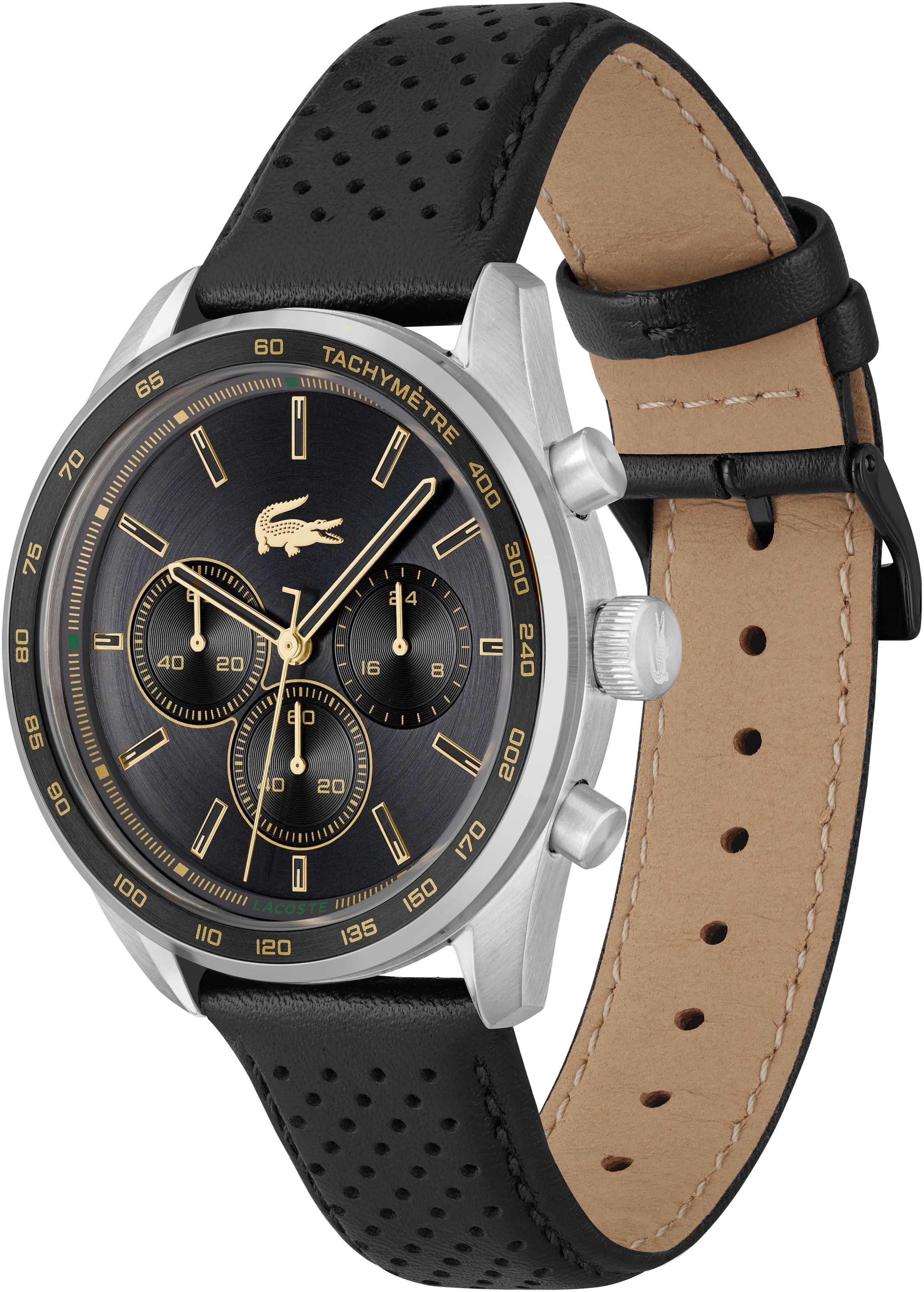 Lacoste Chronograph »BOSTON«, Armbanduhr, Quarzuhr, Herrenuhr, Tag, Stoppfunktion, Lederarmband