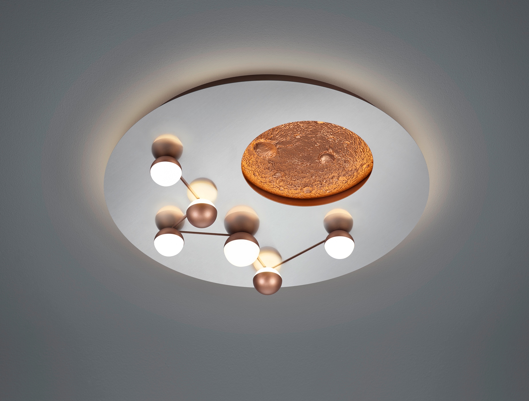 TRIO Leuchten LED Deckenleuchte »ZODIAC, Deckenlampe Mond Sterne, indirektes Licht, dimmbar CCT LED 42W«, 1 flammig, Leuchtmittel LED-Board | LED fest integriert, LED Deckenlampe Schlafzimmer Ø 50cm, Lichtfarbe einstellbar, Mondoptik