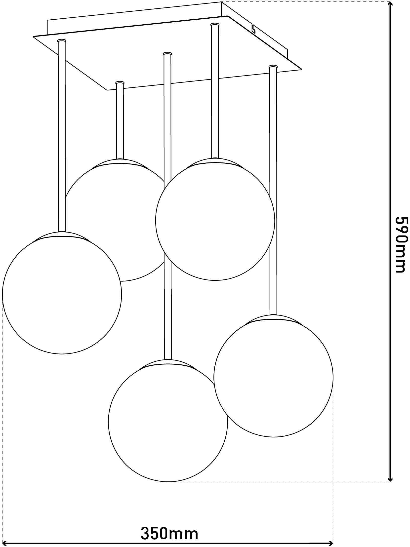 OTTO home Deckenleuchte »Nellin« E14 1 Stk. 5 Glaskugeln mit je 1x E14 exkl., quadratisch, beige matt