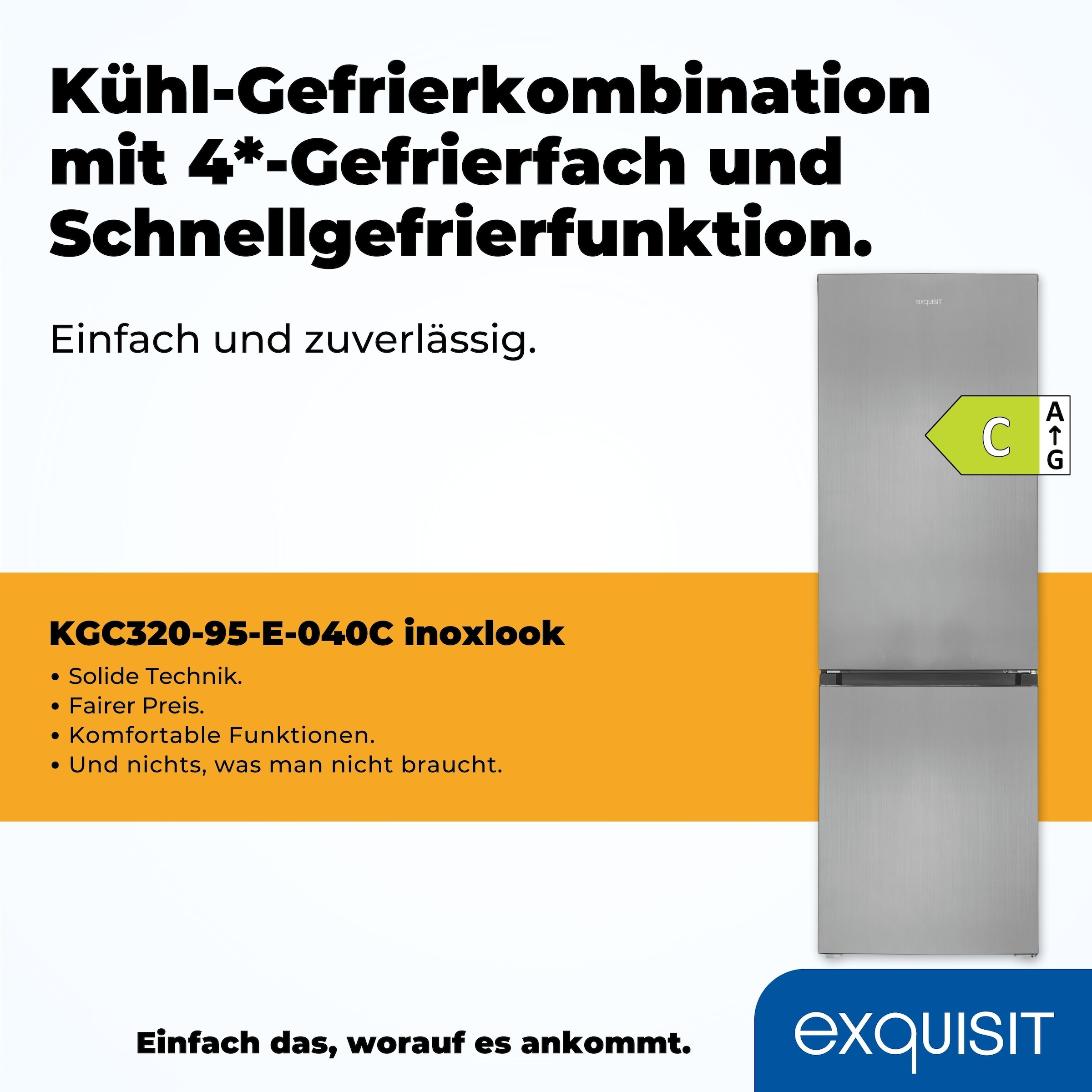 exquisit Kühl-/Gefrierkombination »KGC320-95-E-040C«, 315 Liter Nutzinhalt, Elektronische Steuerung