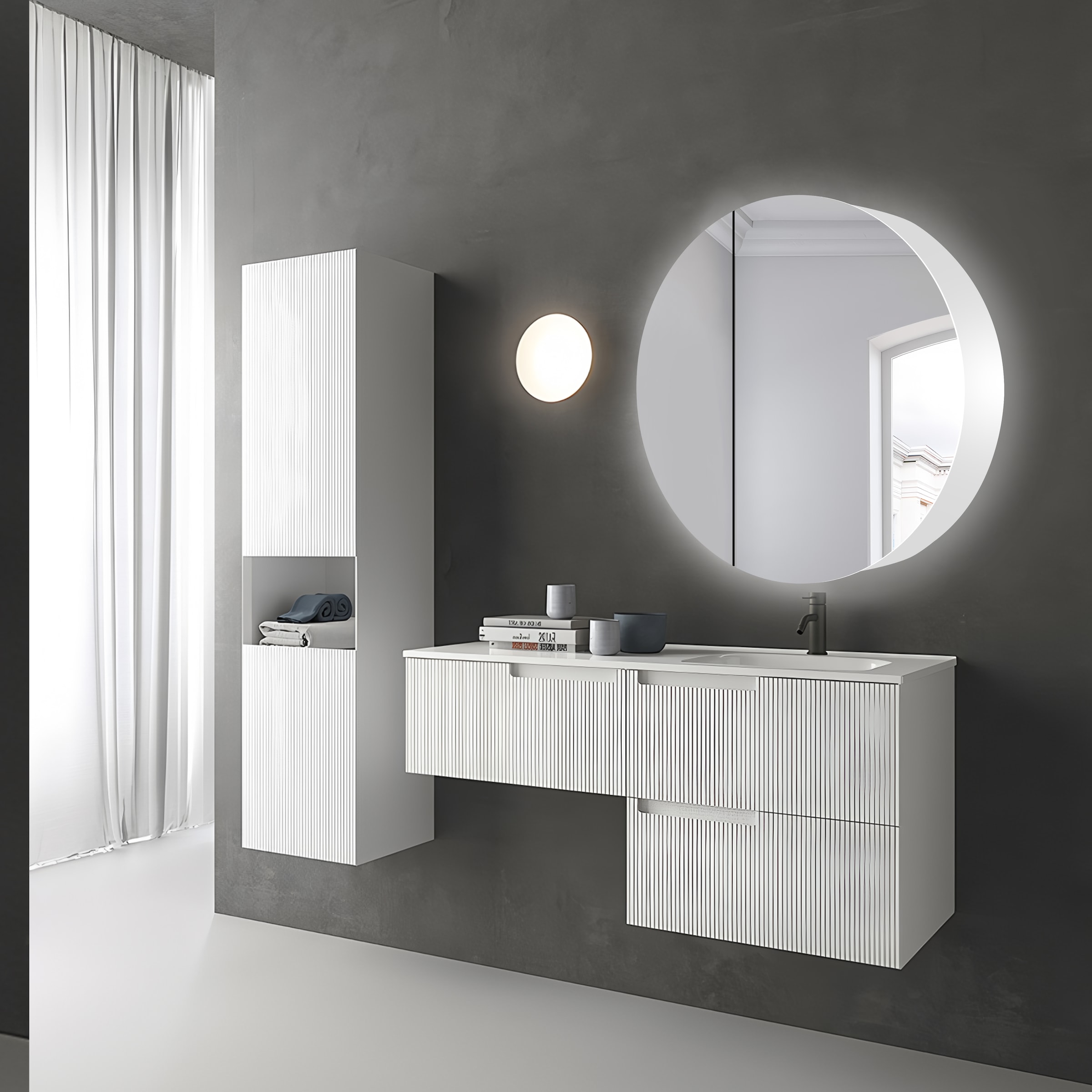 Talos Badezimmerspiegelschrank »Talos Silver Picasso Style«, austauschbare LED-Beleuchtung, Ø80 cm