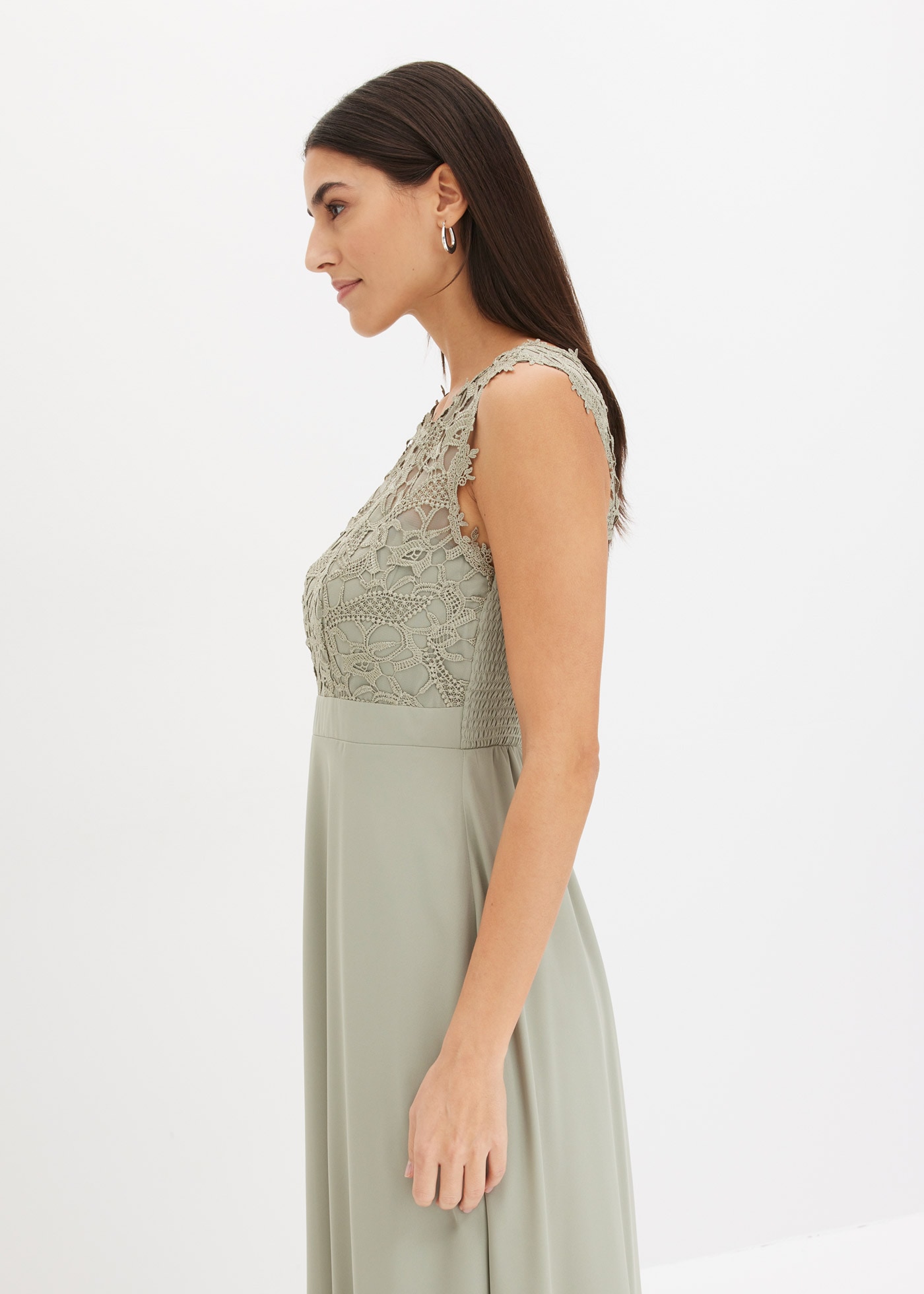bonprix Maxikleid »Maxikleid mit Spitze« für festliche Anlässe, vollständig gefüttert, taillierte Passform