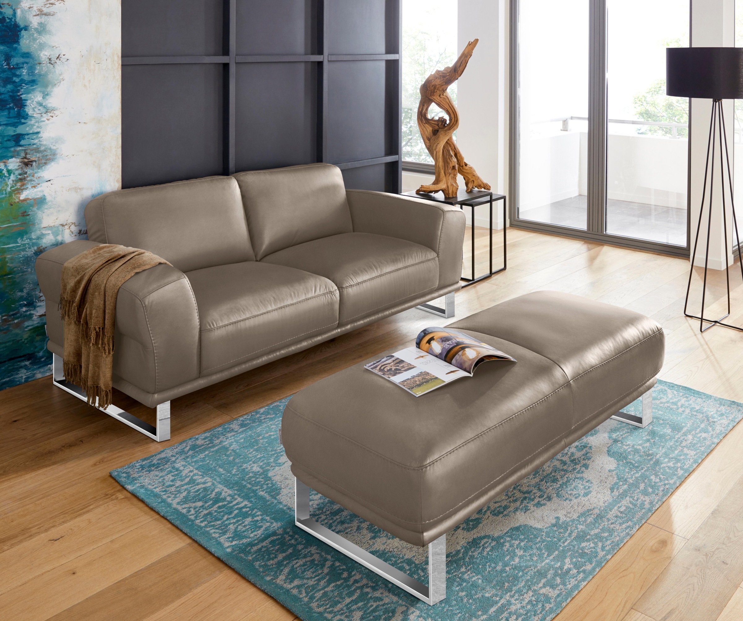 W.SCHILLIG Hocker »montanaa«, mit Metallkufen in Chrom glänzend, Breite 141 cm