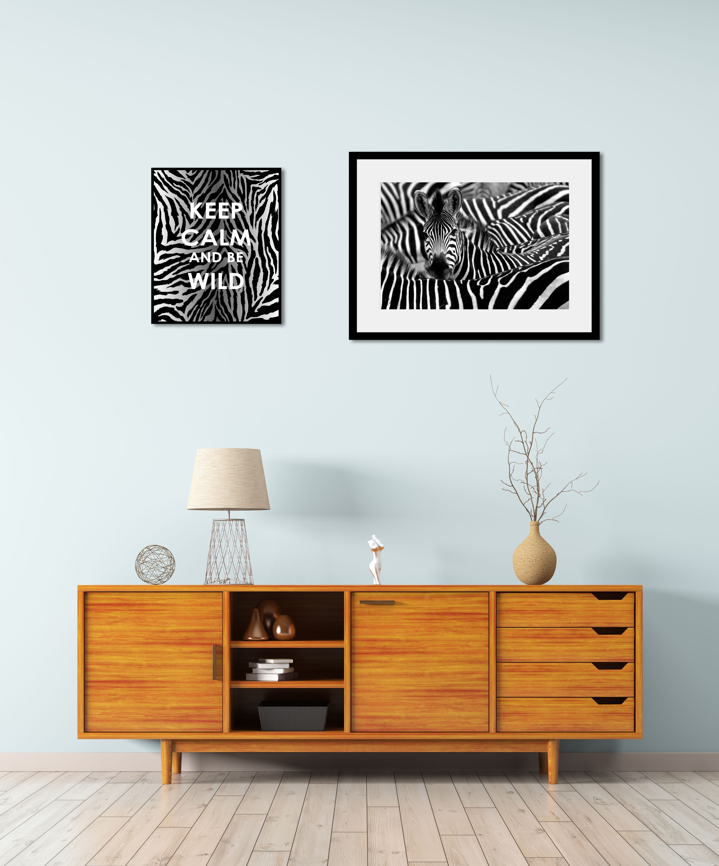 queence Bild »Zebra«, Abstrakt-Schwarz-Weiß-Schriftzug-Zebra Bilder-Zebras- günstig online kaufen