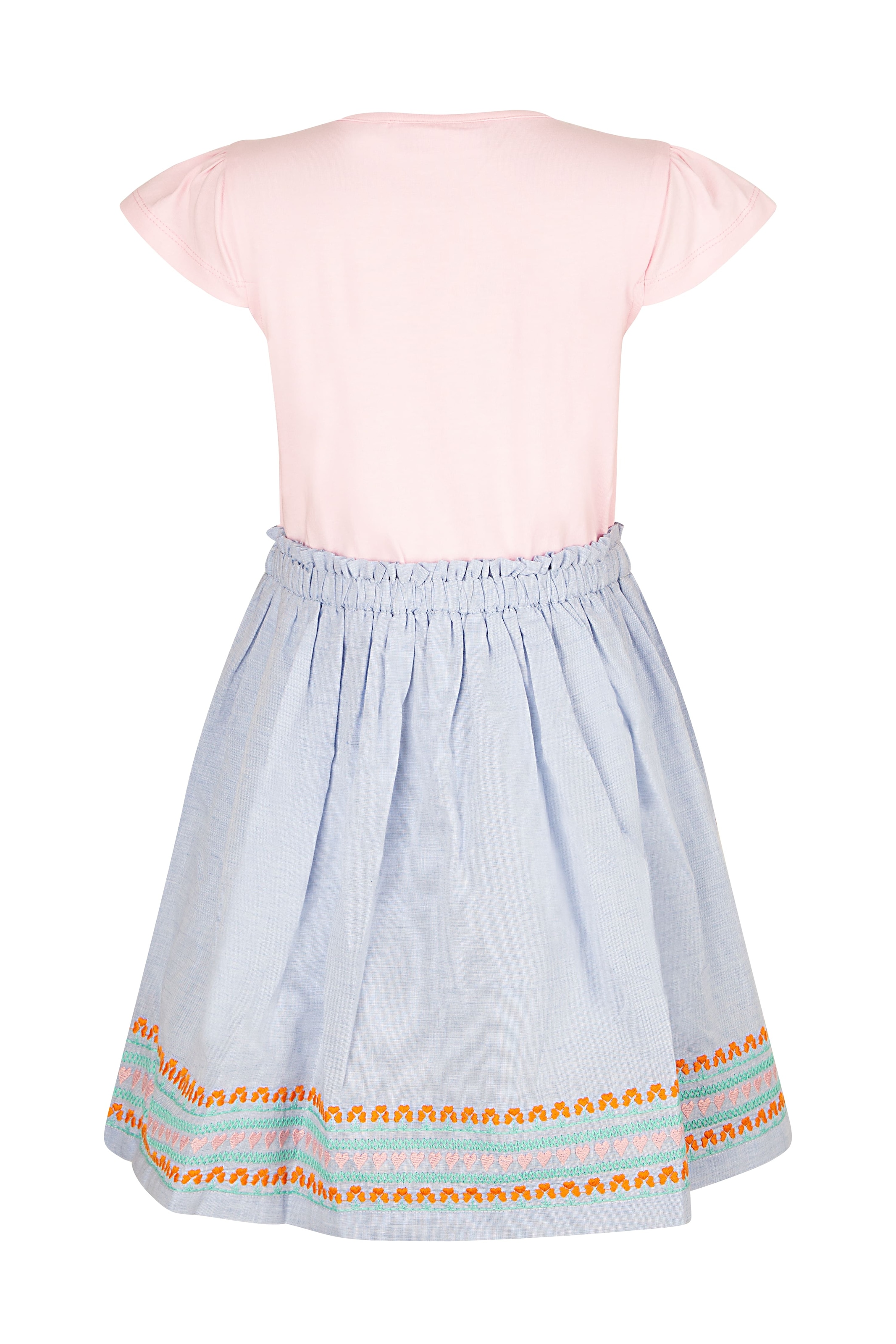 happy girls Sommerkleid mit wunderschönem Frontmotiv und hochwertiger Stickerei am Saum