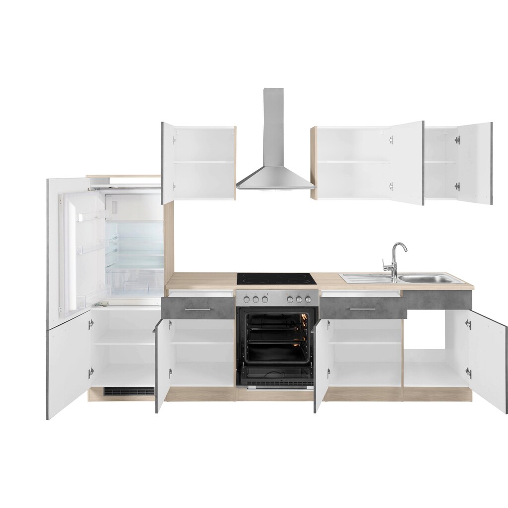 wiho Küchen Küchenzeile »Zell«, mit E-Geräten, Breite 280 cm