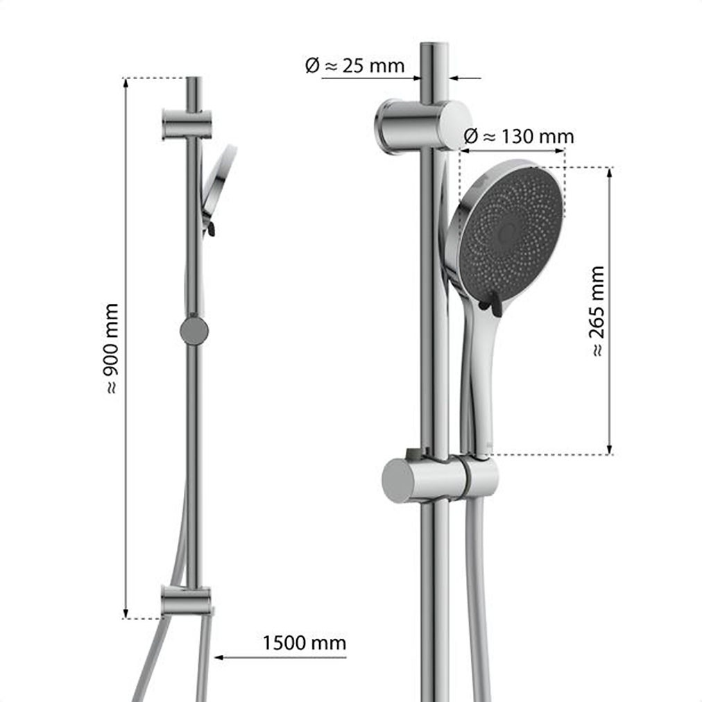 Eisl Stangenbrause-Set »GRANDE VITA« 1 Stk. tlg. Höhenverstellbar / 3-fach verstellbar / Antikalk / wassersparend