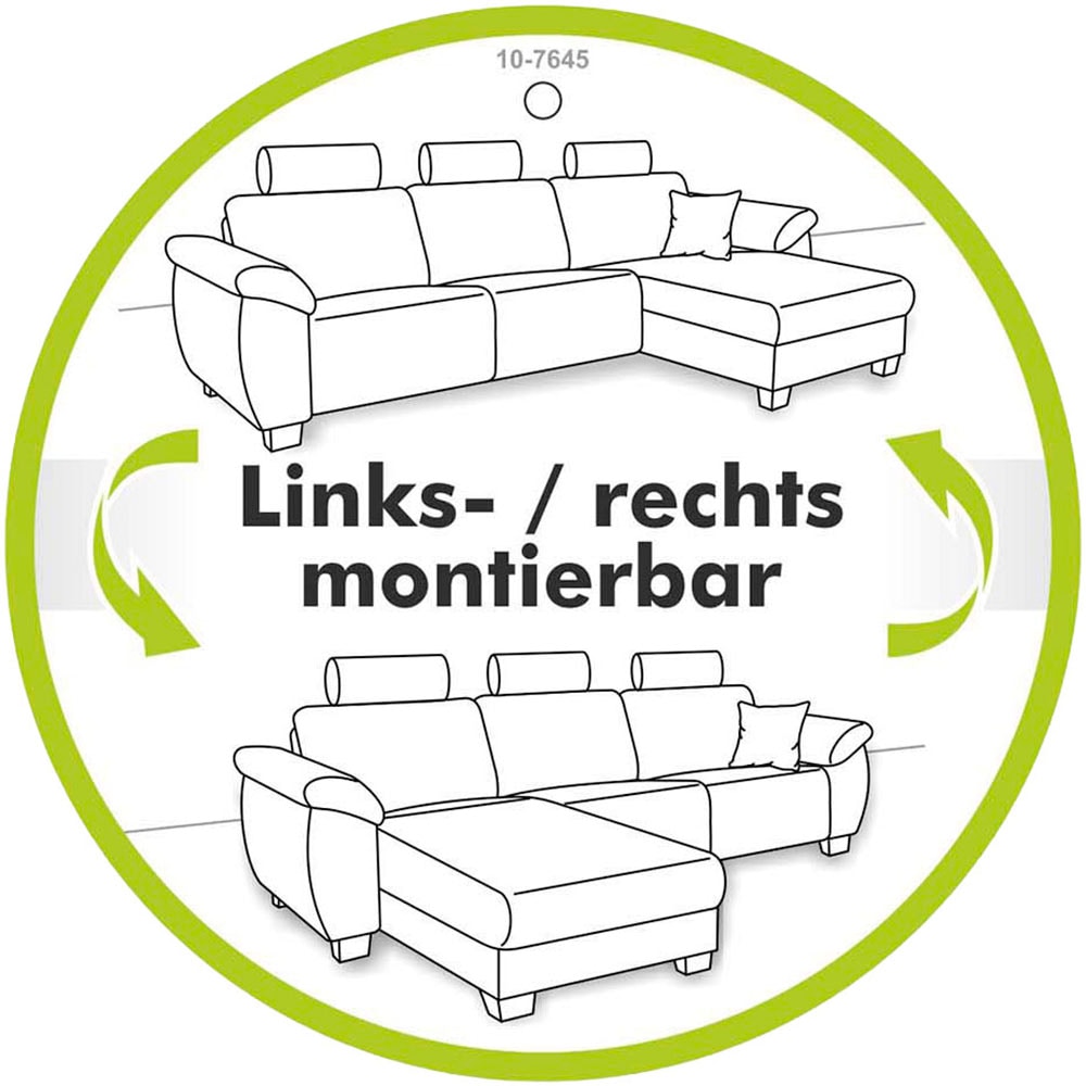 Jockenhöfer Gruppe Ecksofa »Amalfi, L-Form, B: 270 cm, Liegefl. 146x224 cm, Dauerschlafsofa« Tonnentaschen-Federkern, Topper, Bettkasten & Kissen