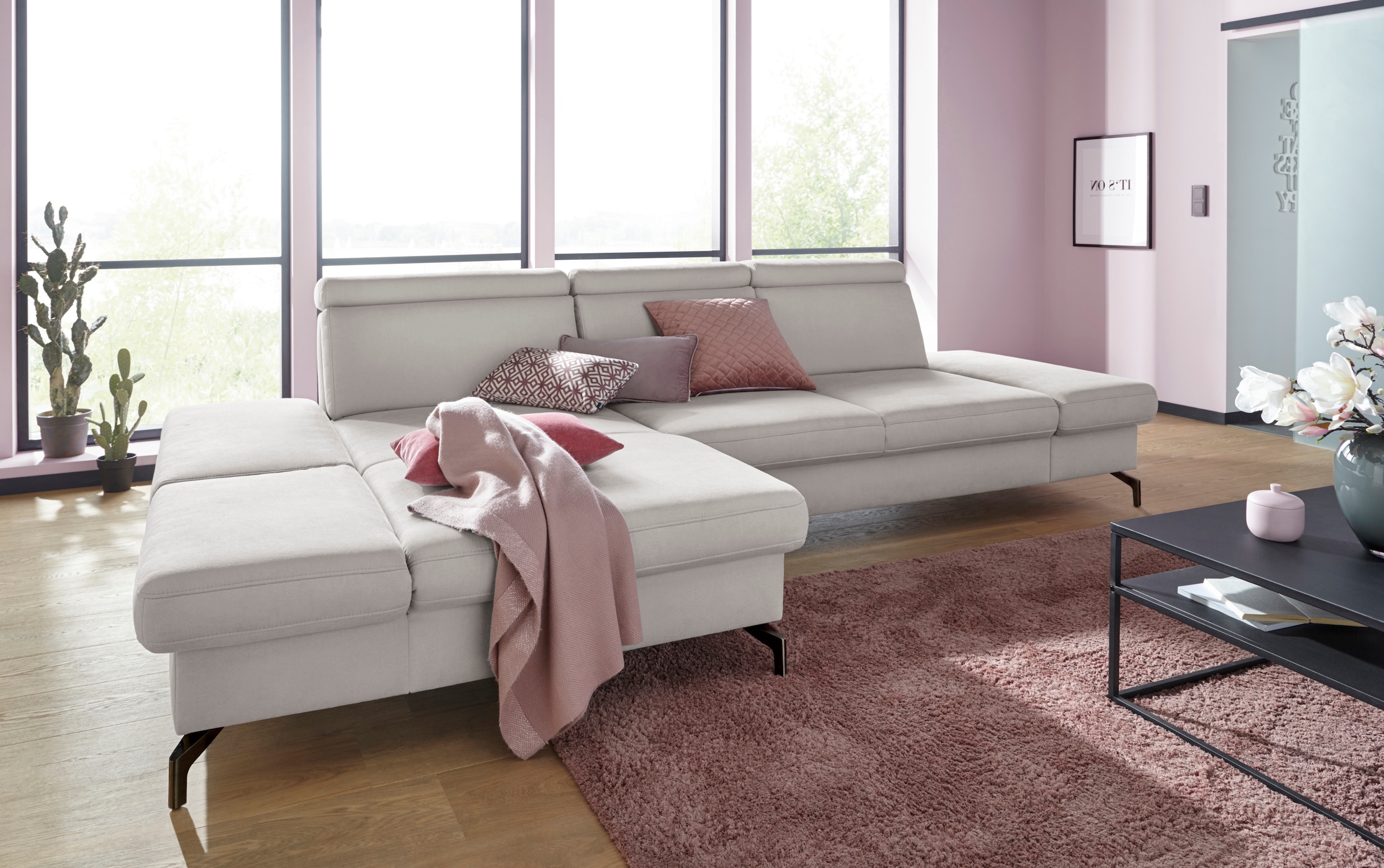 sit&more Ecksofa »Brisbane L-Form«, Fußhöhe 12 cm, inklusive Sitztiefen-, A günstig online kaufen