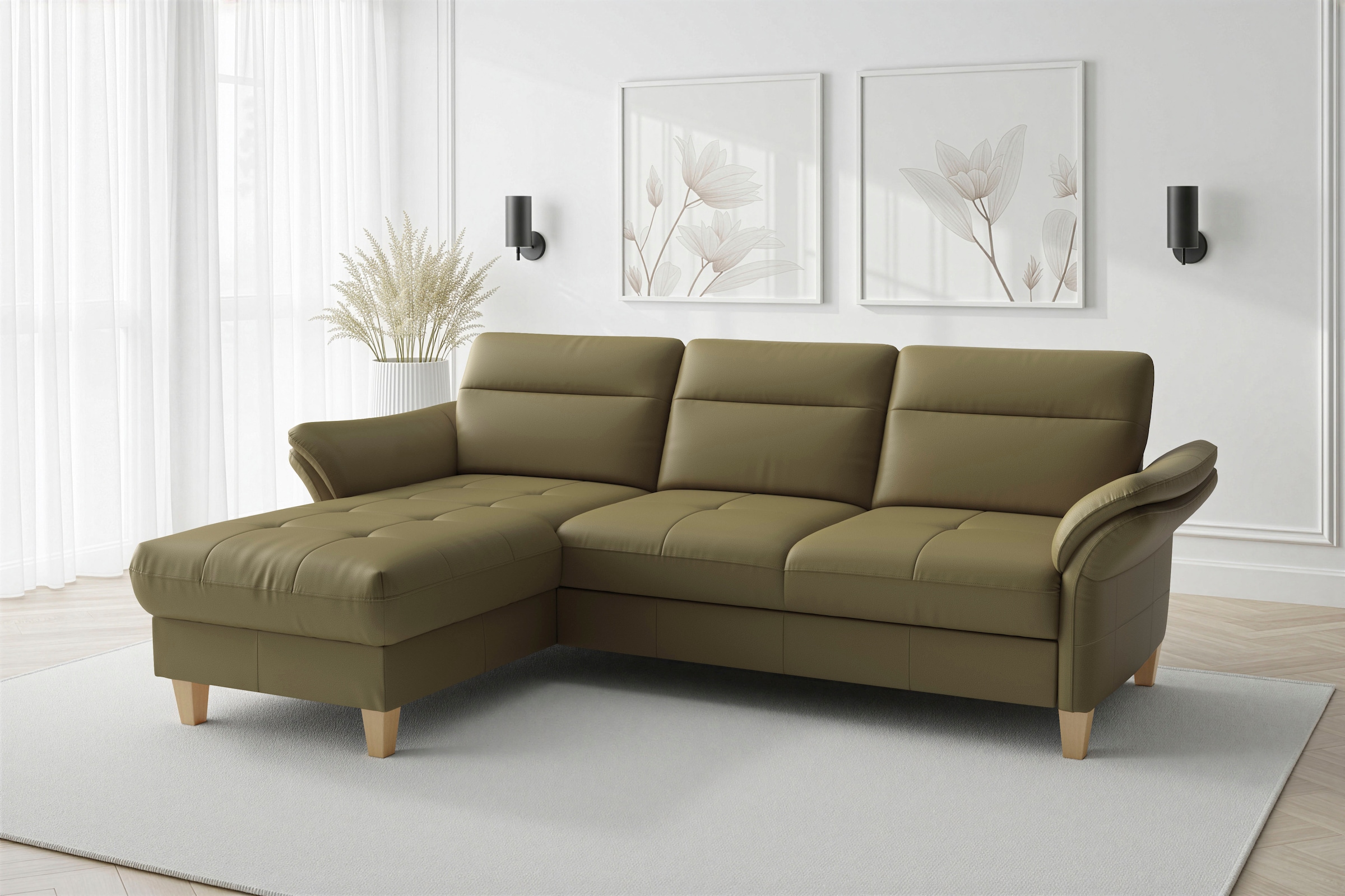 sit&more Ecksofa »Pamela L-Form, Leder, B: 218 und 230 cm« optional Armteilverstellung, Bettfunktion & Bettkasten