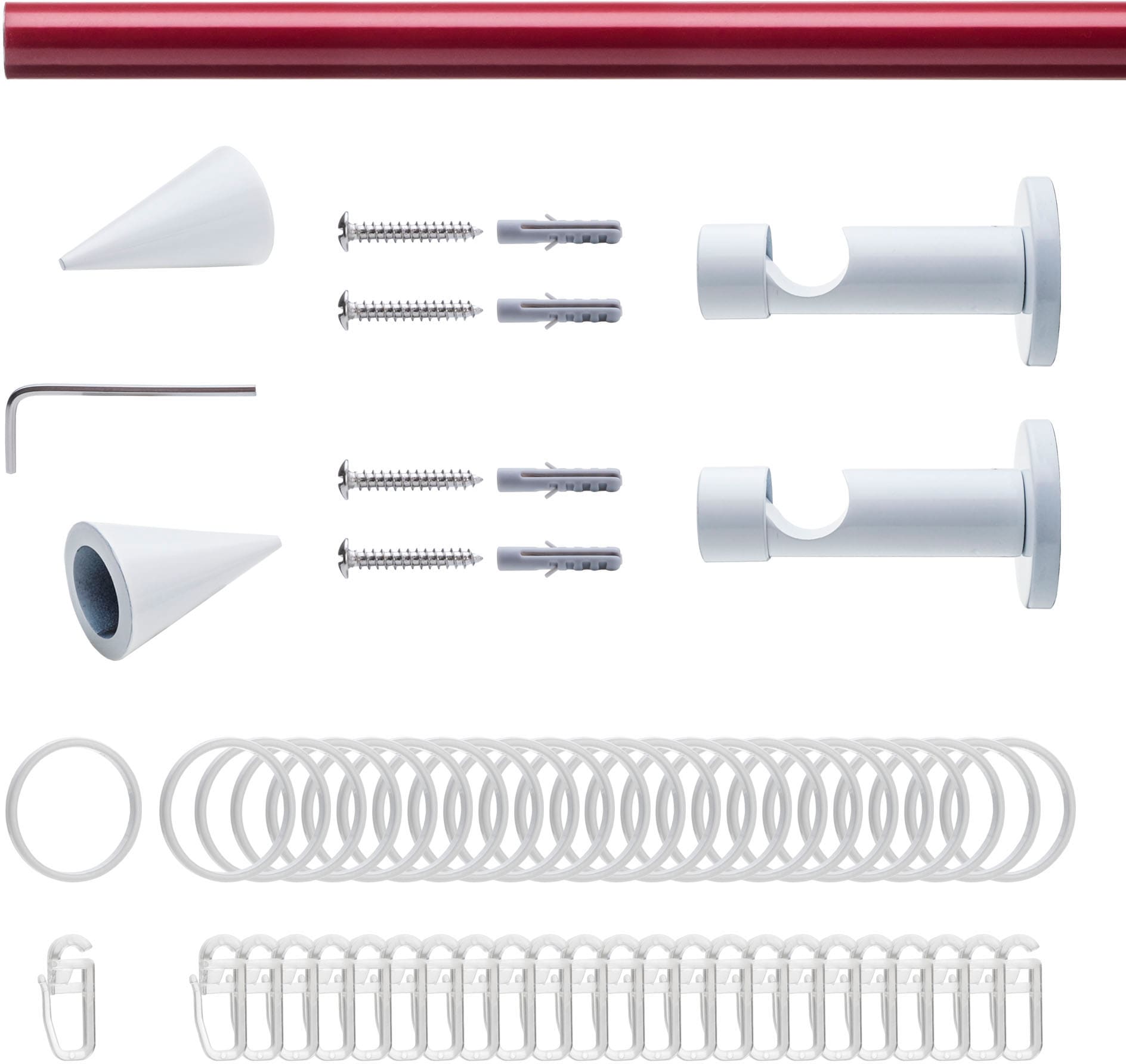 Liedeco Gardinenstange »Fertigstilgarnitur 20 mm Power Celebration Spitze«, 1 läufig-läufig, Fixmaß, Gardinenstange Komplett, Farbkombination