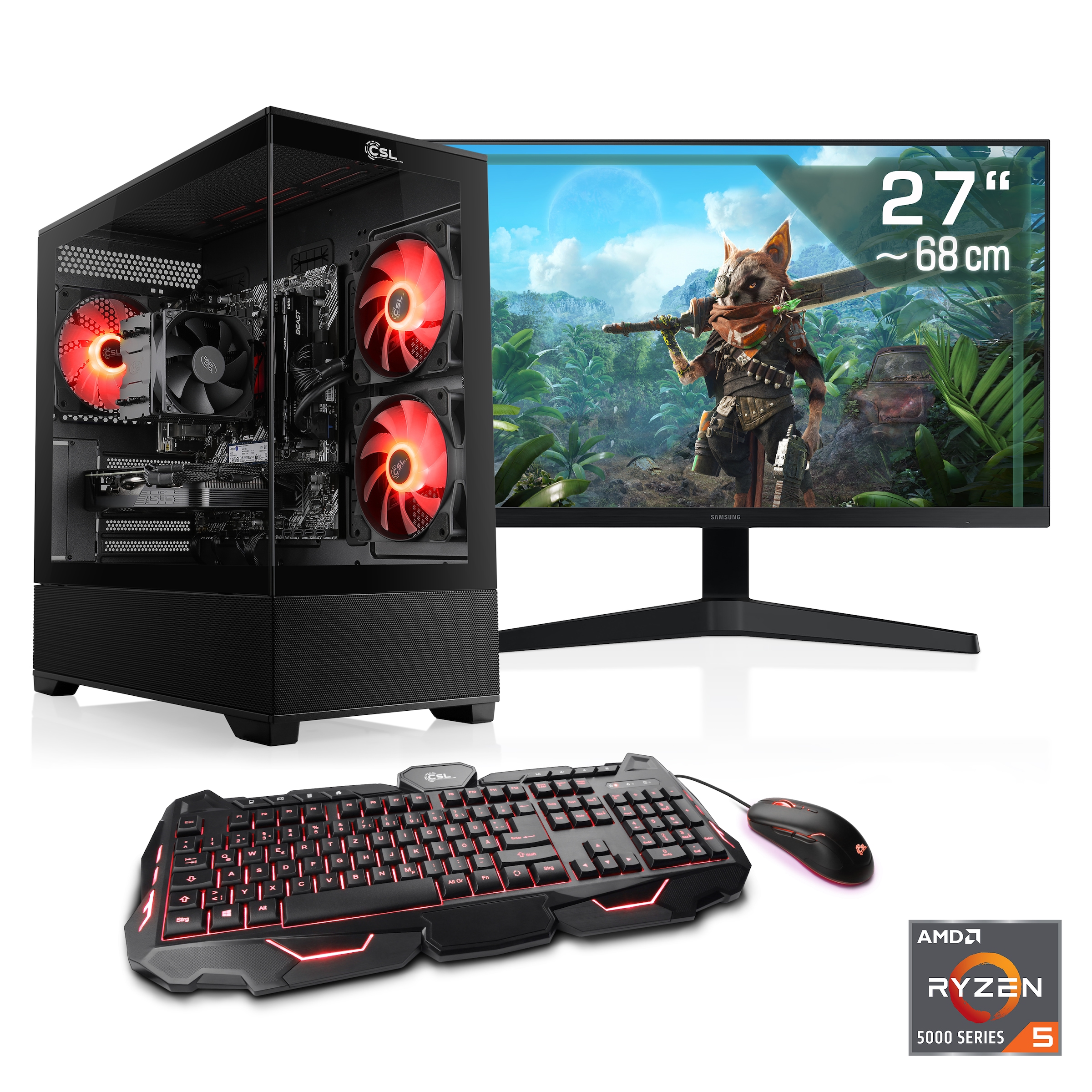 CSL Gaming-PC-Komplettsystem »AeroVision V24396« 27 ″ AMD Ryzen 5 Radeon RX 9070 XT 32 GB RAM 1.000 GB SSD