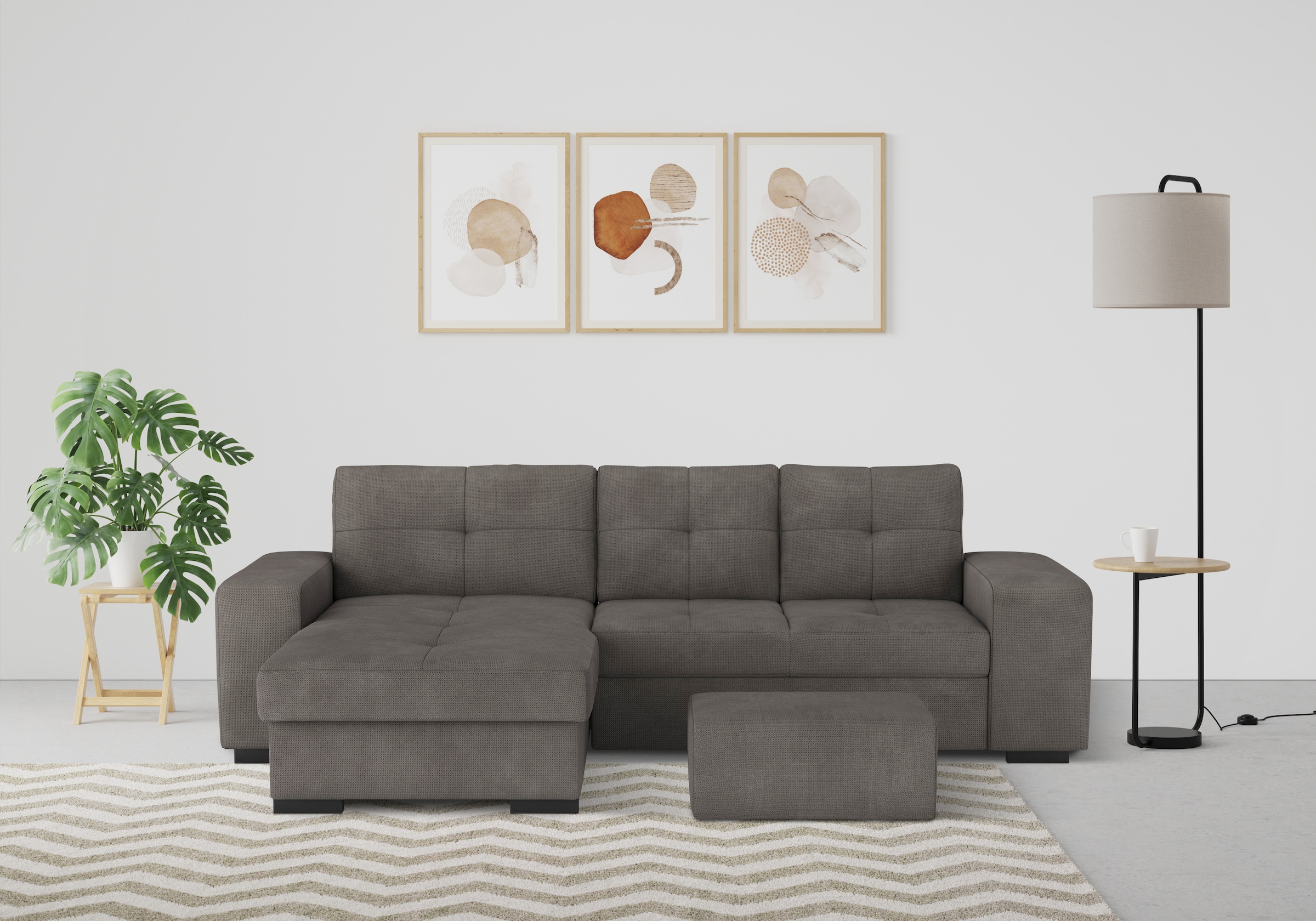 COTTA Ecksofa »Mattina L-Form«, mit Hocker, wahlweise mit Bettfunktion & Be günstig online kaufen