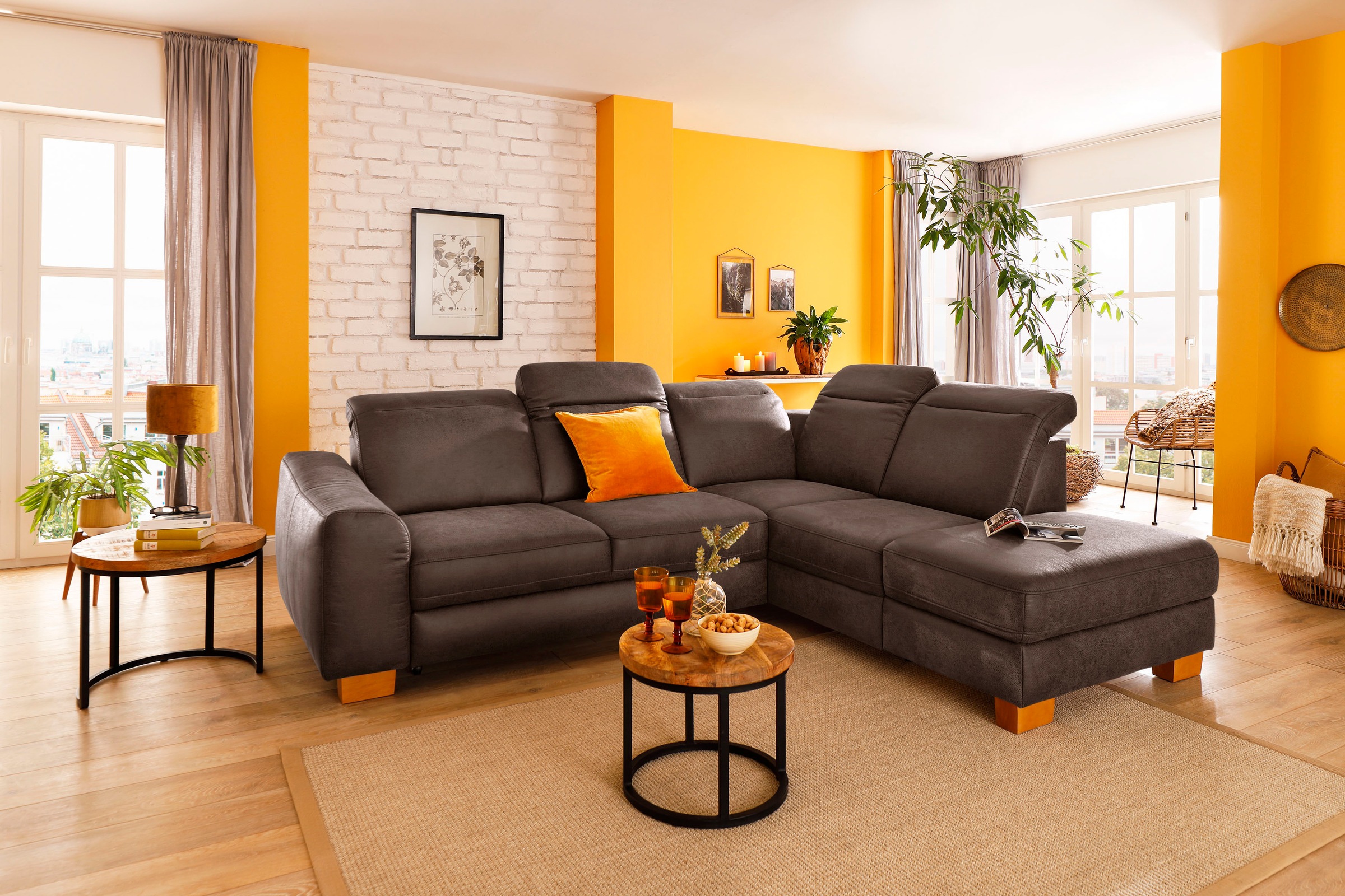 Home affaire Ecksofa »Dundee L-Form«, wahlweise mit Kopfteilverstellung und zusätzlich mit Bettfunktion