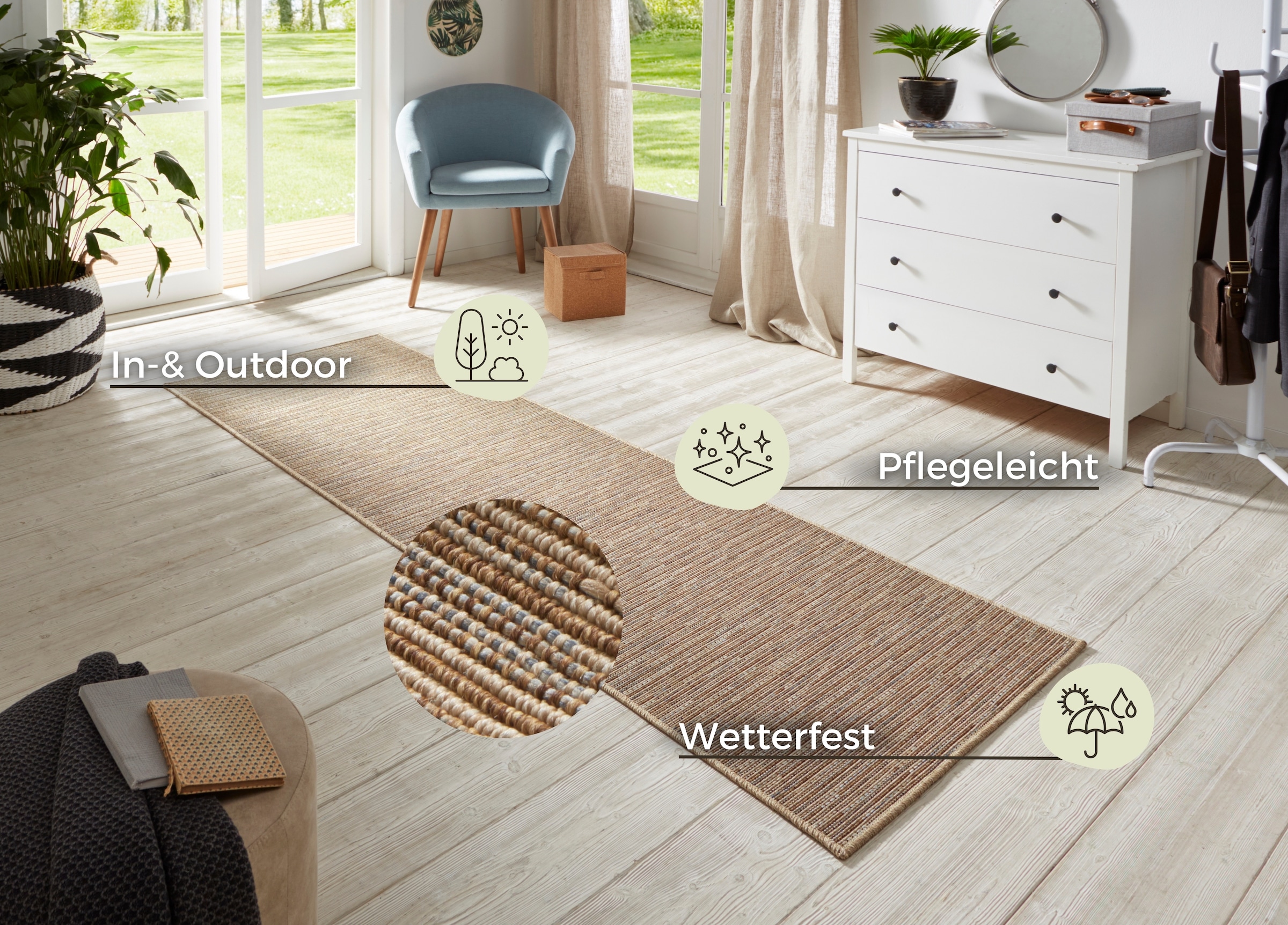 HANSE Home Läufer »Nature 400«, rechteckig, 5 mm Höhe, Flachgewebe, In- & Outdoor, Rutschfest, Flur, Küche, Garten, Terrasse