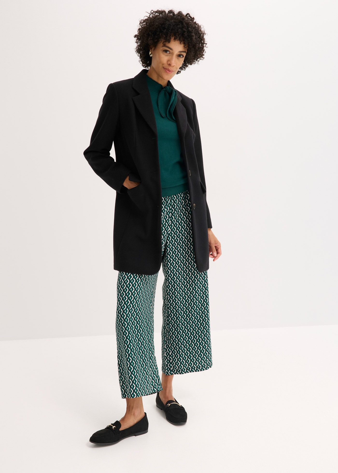 bonprix Kurzmantel »Blazermantel« Longblazer in Wolloptik, bequeme Passform, 1-Reiher