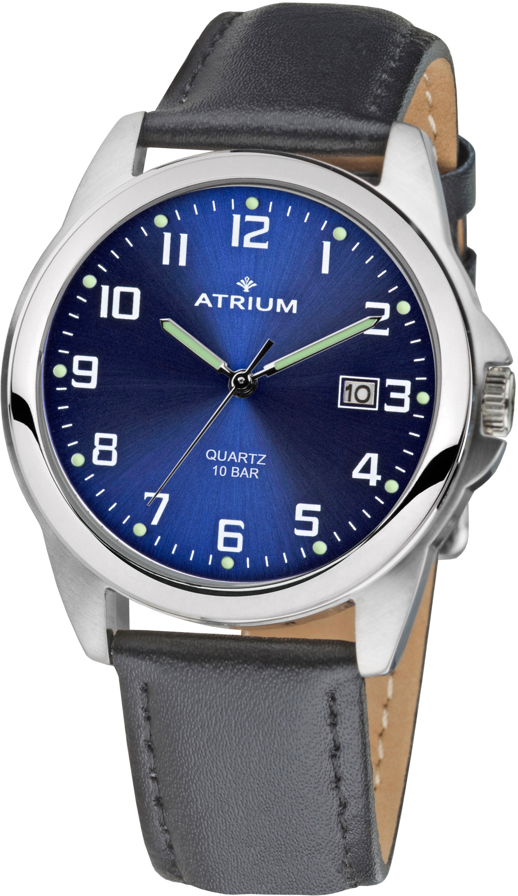 Atrium Quarzuhr Armbanduhr, Herrenuhr, Damenuhr, Datum, Lederarmband