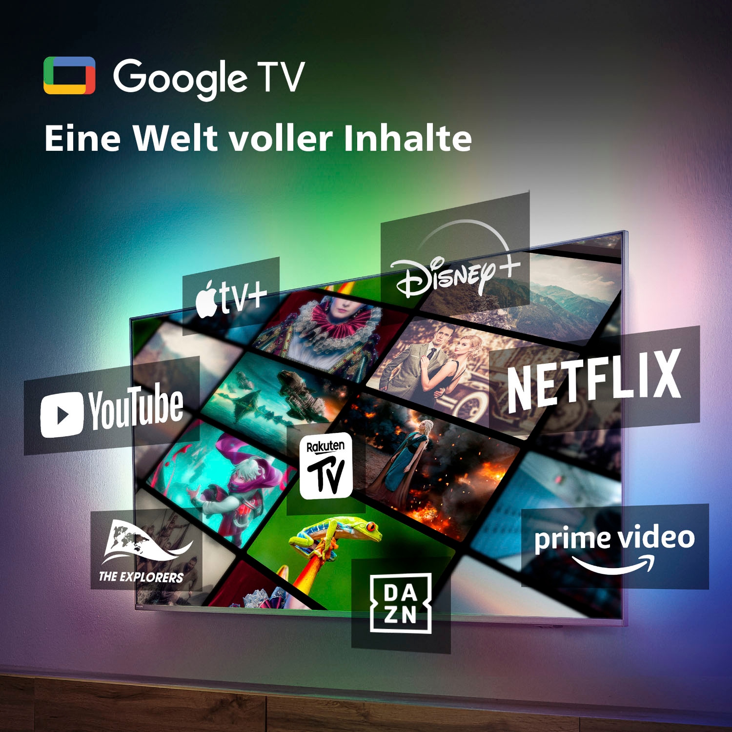 Philips LED-Fernseher »55PUS8548/12«, 139 cm/55 3-seitiges Zoll, TV-Smart-TV, Rechnung HD, Ultra Ambilight TV-Google kaufen Android 4K auf