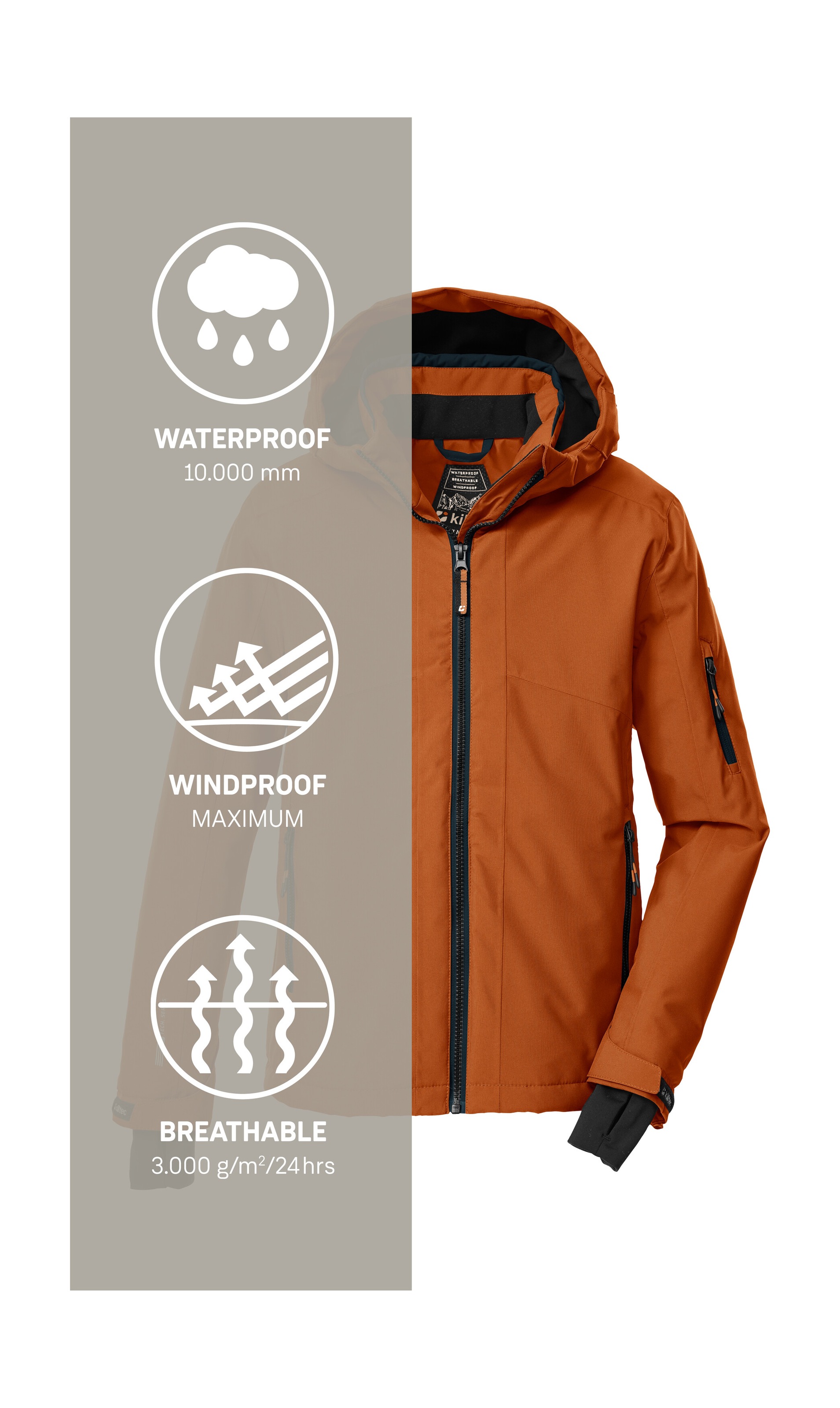 Killtec Skijacke »KSW 202 BYS SKI JCKT«, Wasserdichte Kinder-Skijacke mit verstellbarer Kapuze und Schneefang