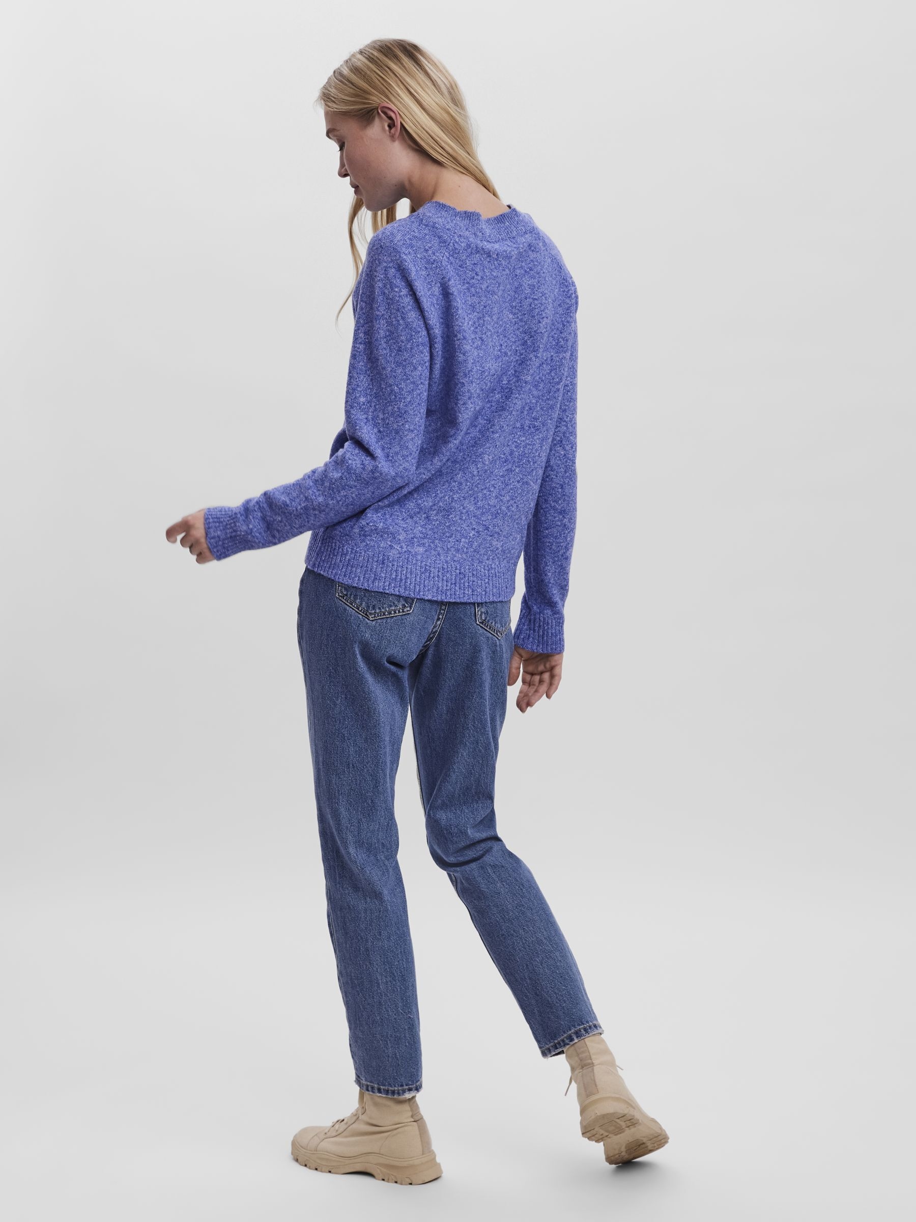 Vero Moda Rundhalspullover »VMDOFFY LS O-NECK BLOUSE GA NOOS« Materialmix, regular fit