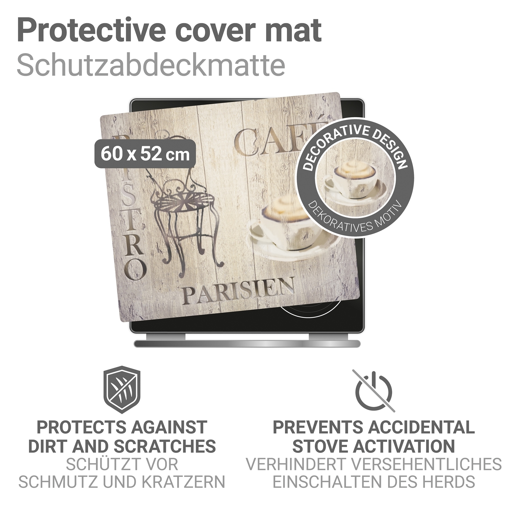 WENKO Herd-Abdeckplatte »Modell Bistro« Schutzmatte, Abdeckmatte für Kochfelder, Induktionsschutzmatte