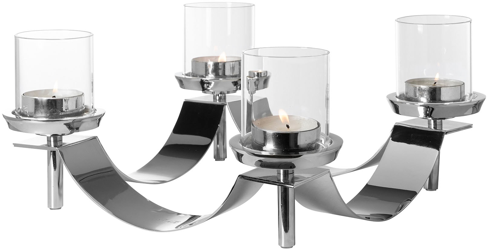 Fink Kerzenleuchter »GALLERY«, (1 St.), Leuchter-Kranz mit Glas, 4-flammig, Adventskranz