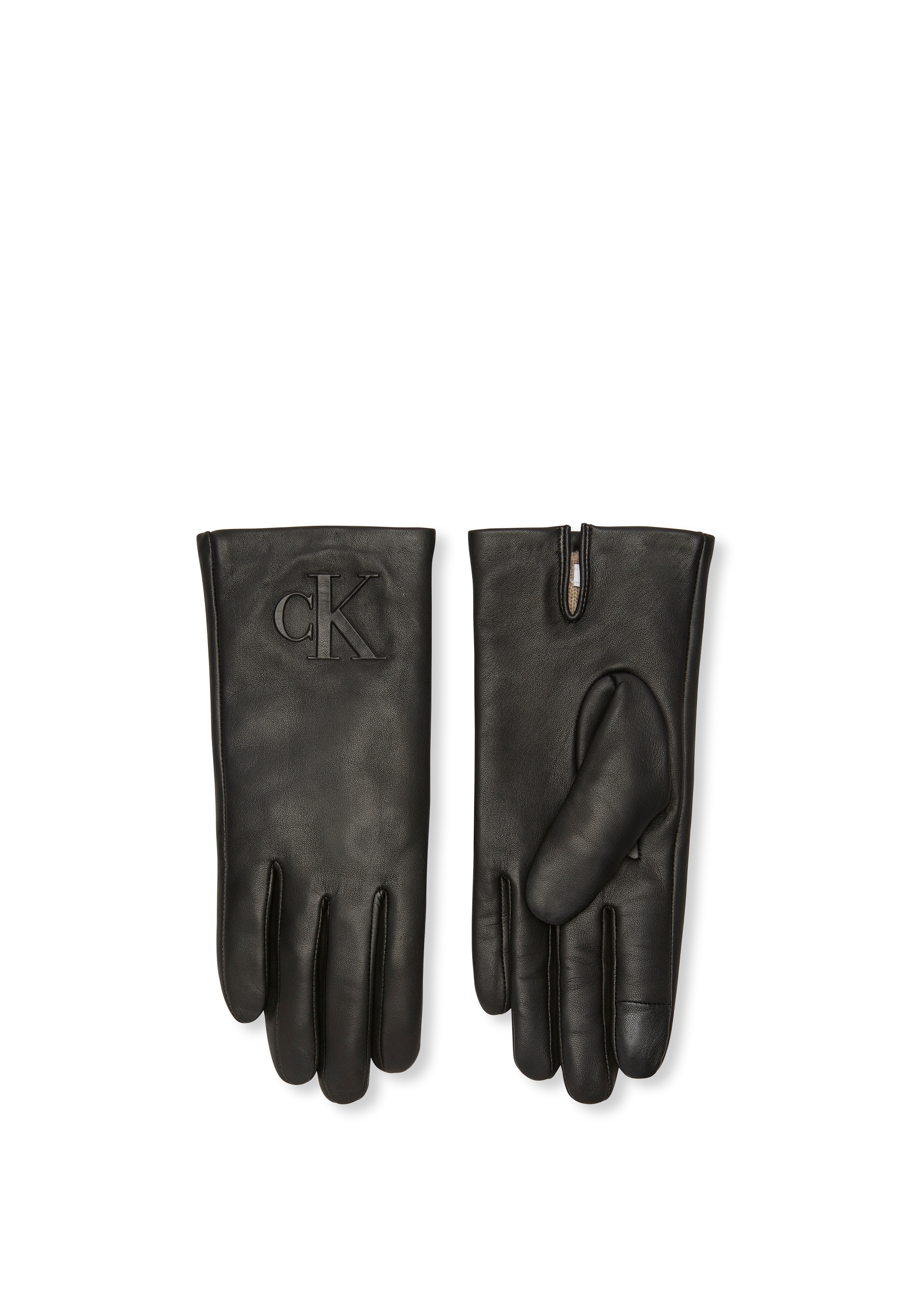 CALVIN KLEIN Lederhandschuhe »RAISED CK LEATHER GLOVE« Aus Schaf-Nappaleder Black