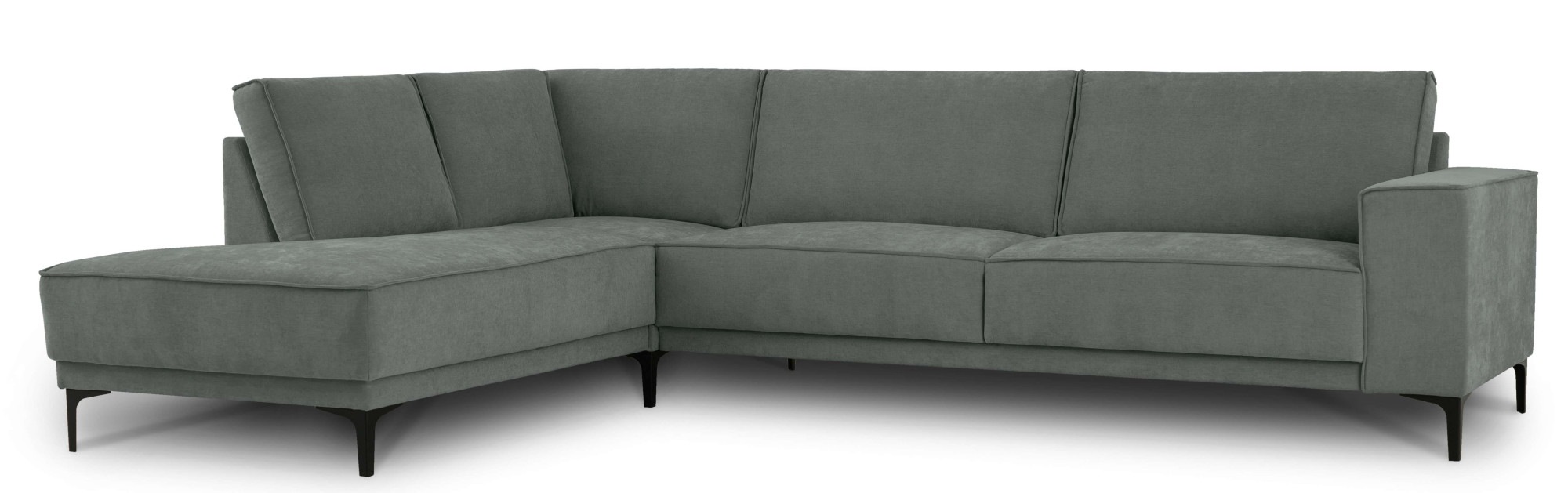 Places of Style Ecksofa »Polsterecke Oland, Struktur, Flachgewebe, Luxus-Microfaser, Boucle«, L-Form, 289 cm, Wellenunterfederung, Skandi-Design, Metallfüße