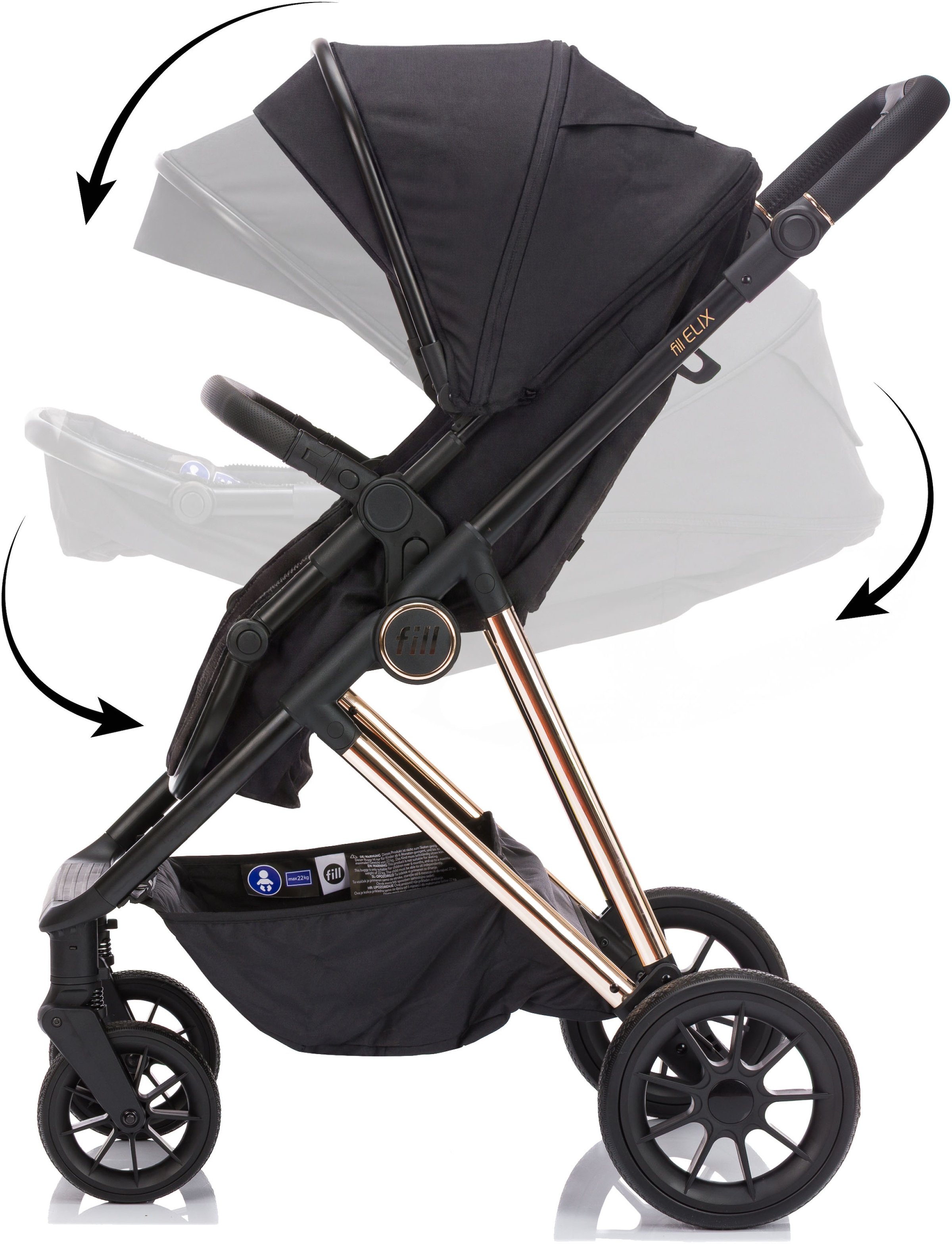 Fillikid Kombi-Kinderwagen »Fill Elix« Babywanne einfach zum Sportsitz umbaubar