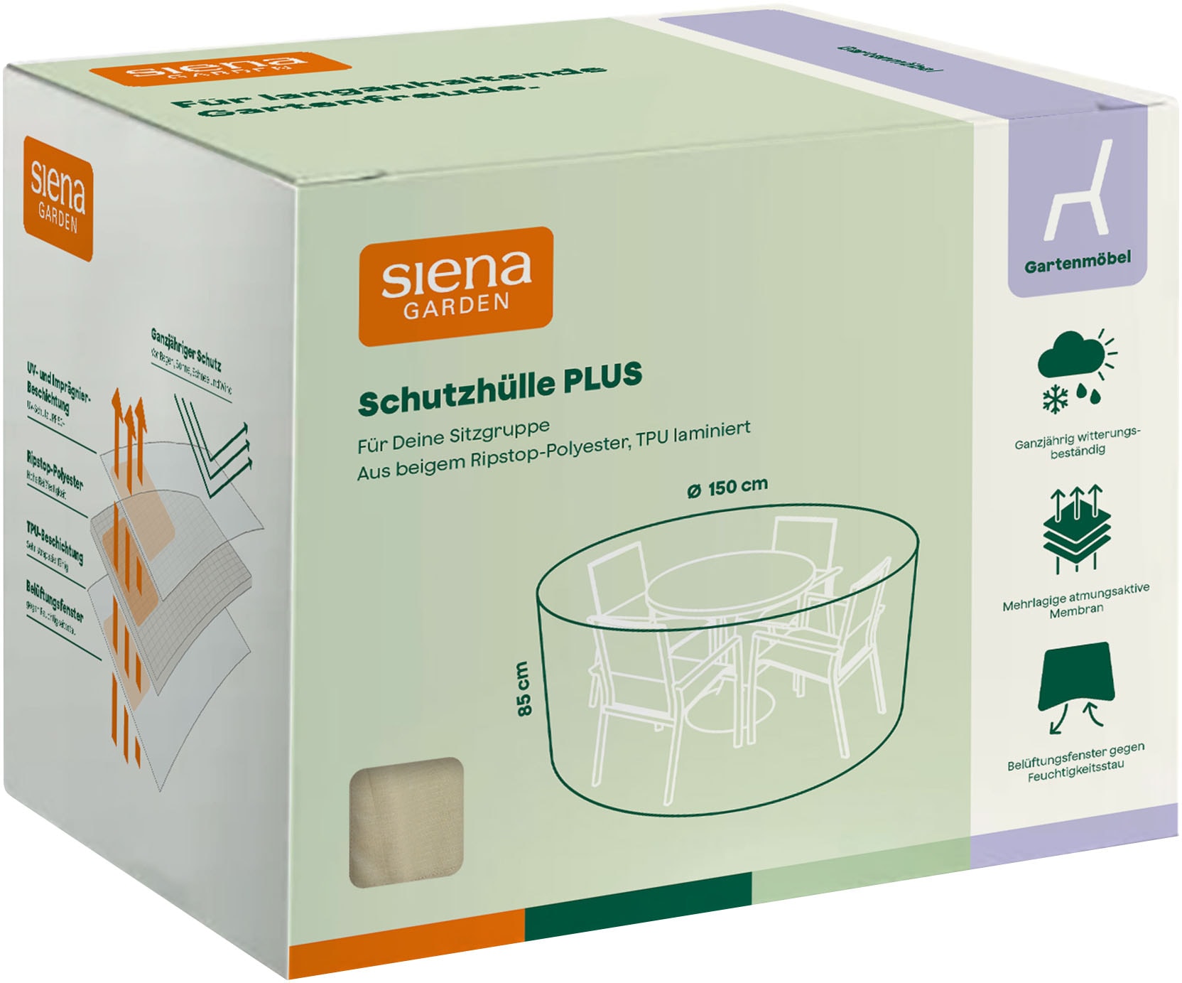 Siena Garden Gartenmöbel-Schutzhülle »Sitzgruppenhülle Plus« Ø 150 x H85 cm