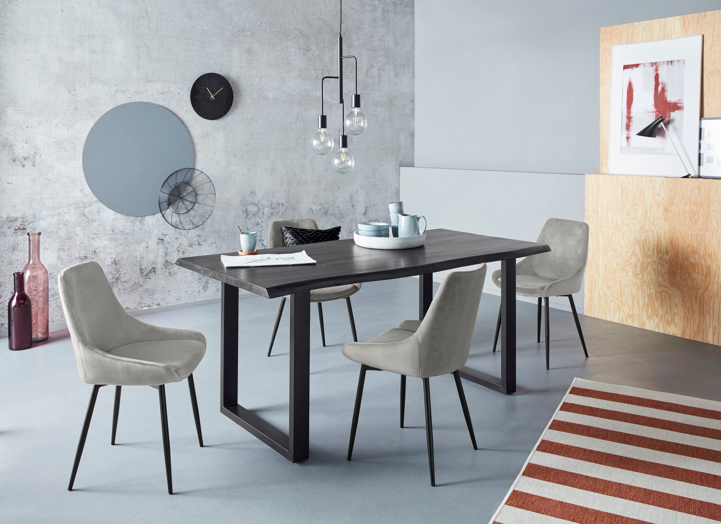 INOSIGN Esszimmerstuhl »NIAM-EZST«, Samtvelours, 2er Set, schwarze Metallbe günstig online kaufen