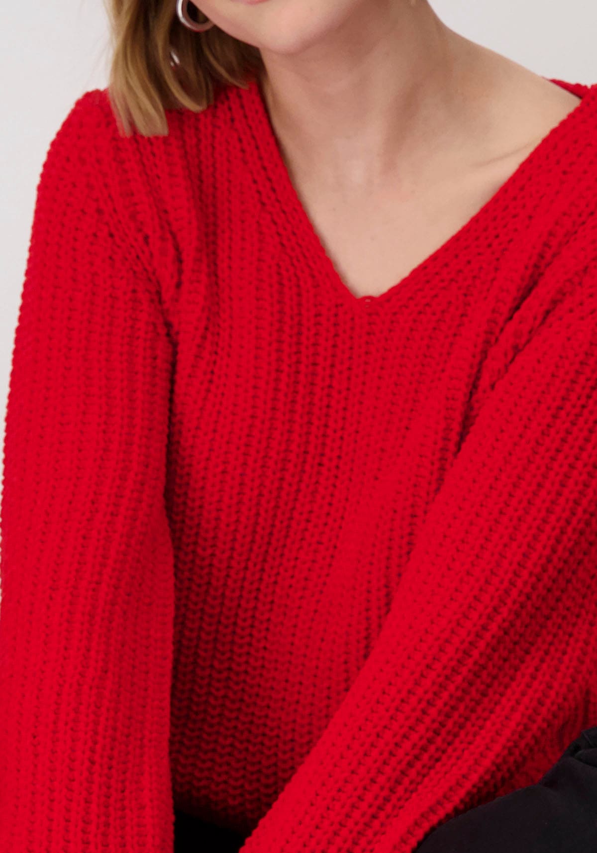 Monari V-Ausschnitt-Pullover, aus Chenillegarn