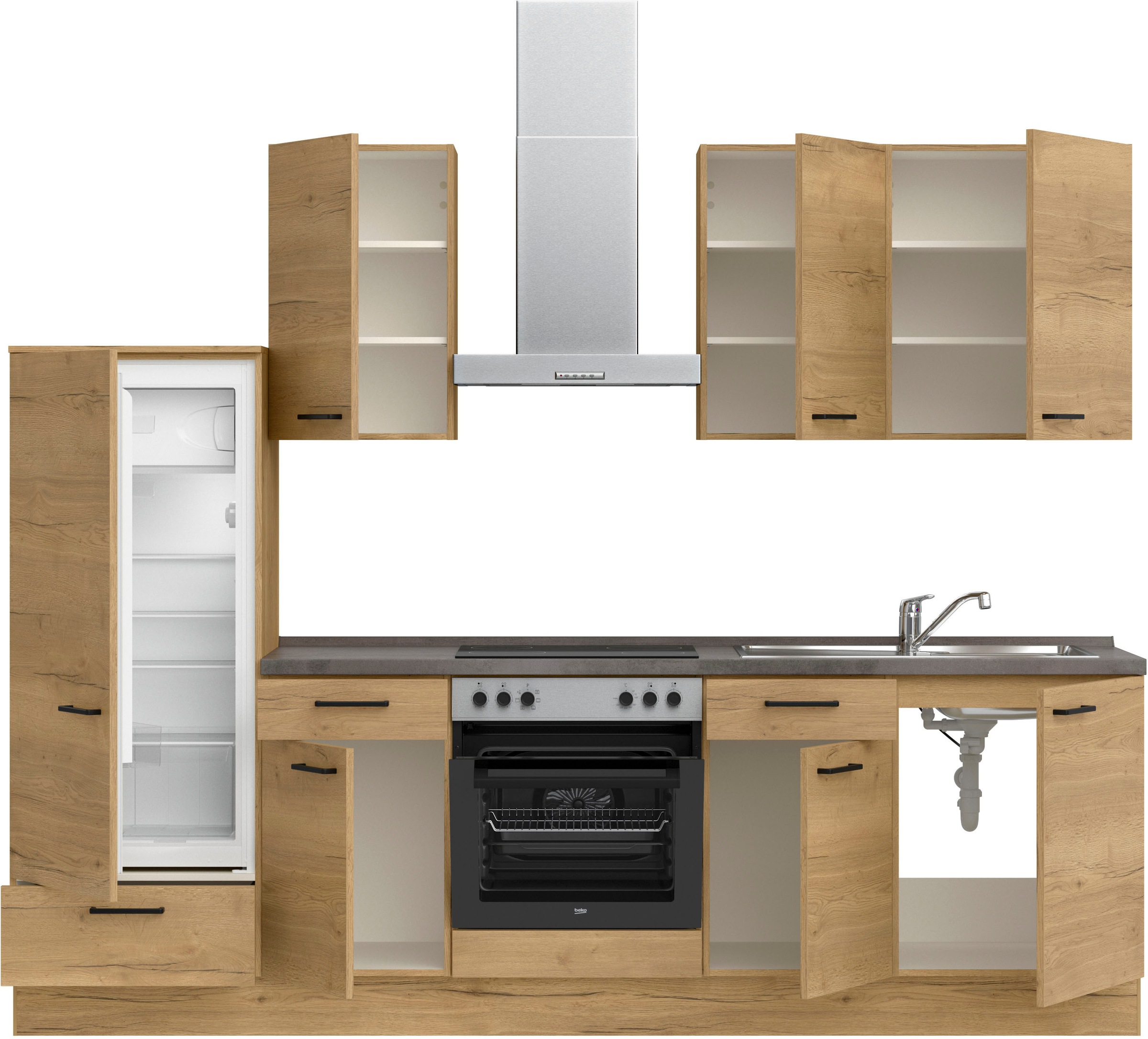 nobilia® Küchenzeile »"Structura I"«, vormontiert, Ausrichtung wählbar, Breite 270 cm, wahlw. mit E-Geräten