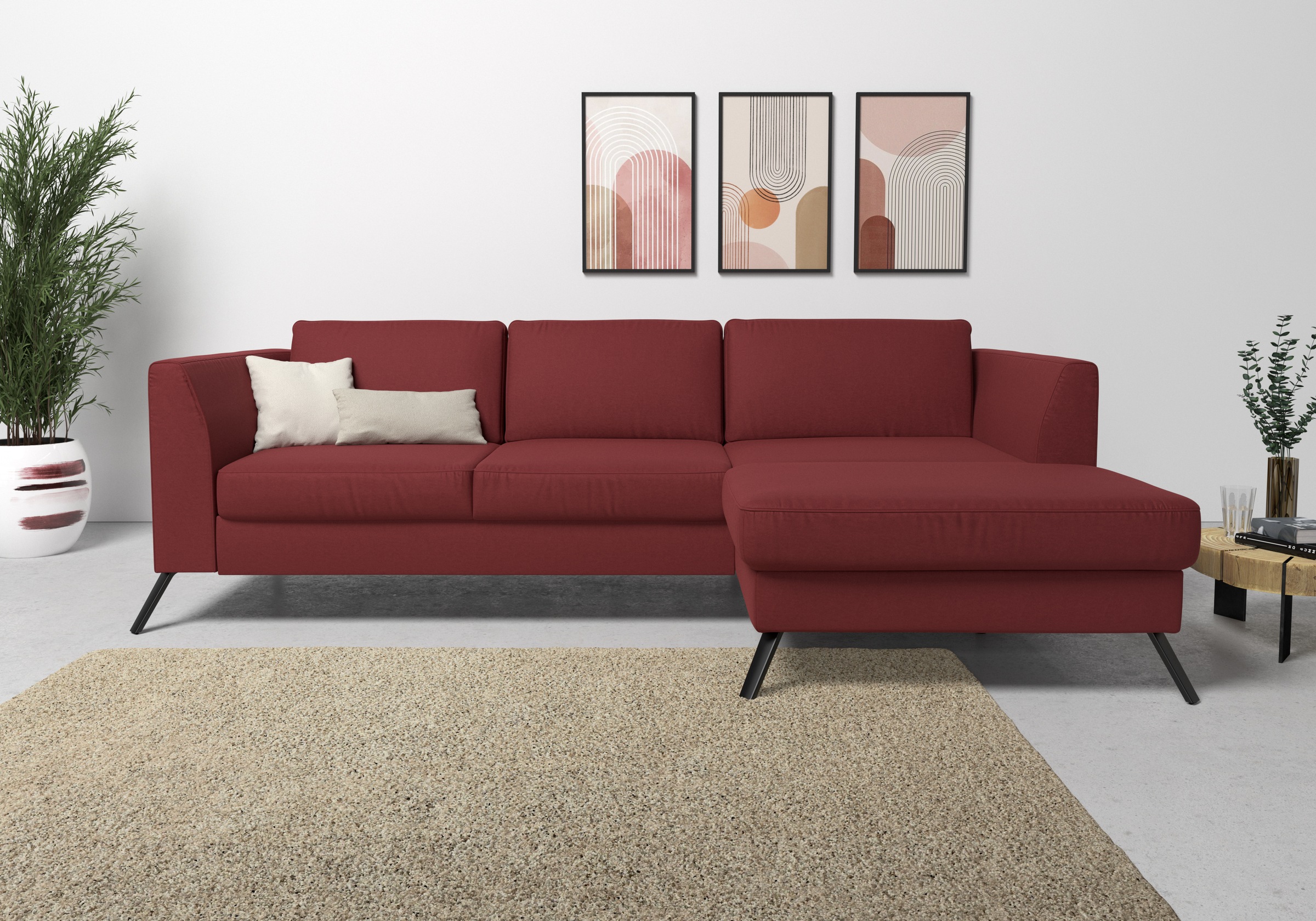 sit&more Ecksofa »Olsen L-Form«, inklusive Sitztiefenverstellung, wahlweise mit Bettfunktion, 15cm hoch
