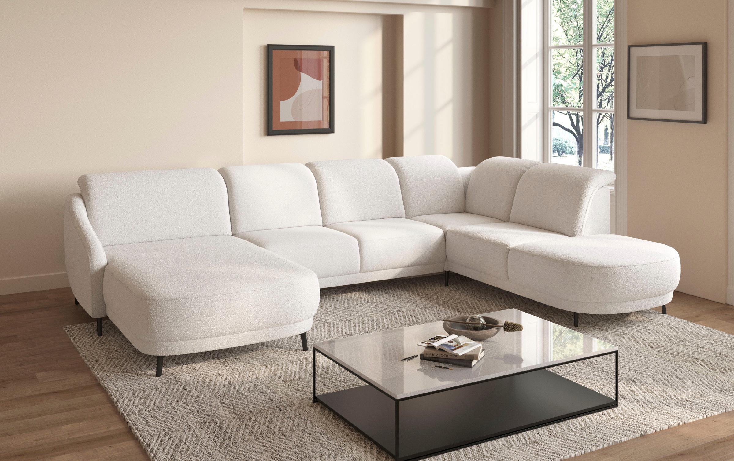 sit&more Wohnlandschaft »Blues U-Form«, inkl. Kopfteilverstellung, wahlweise mit Klapptisch und USB