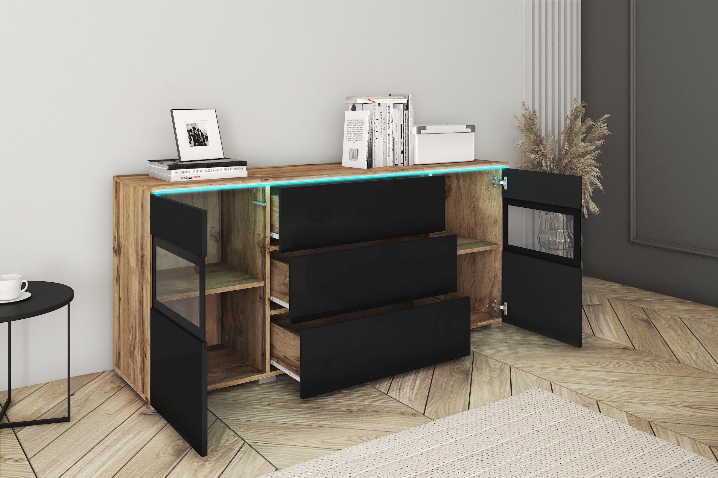 INOSIGN Sideboard »VERA«, Moderne grifflose Kommode,verstellbare Einlegeböden