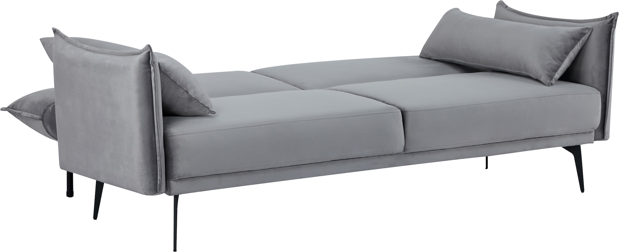 INOSIGN Schlafsofa »TULARE, 204 cm, klappbarer 3-Sitzer mit verstellbarer Rückenlehne,«, Schlaffunktion, Velvet-Samtvelours u. Webstoff