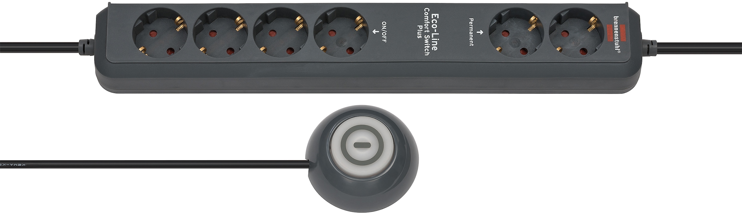 Brennenstuhl Steckdosenleiste »Eco-Line Comfort Switch Plus«, 6-fach, (Kabellänge 1,5 m), 2 permanente und 4 schaltbare Steckdosen, beleuchteter Fußschalter