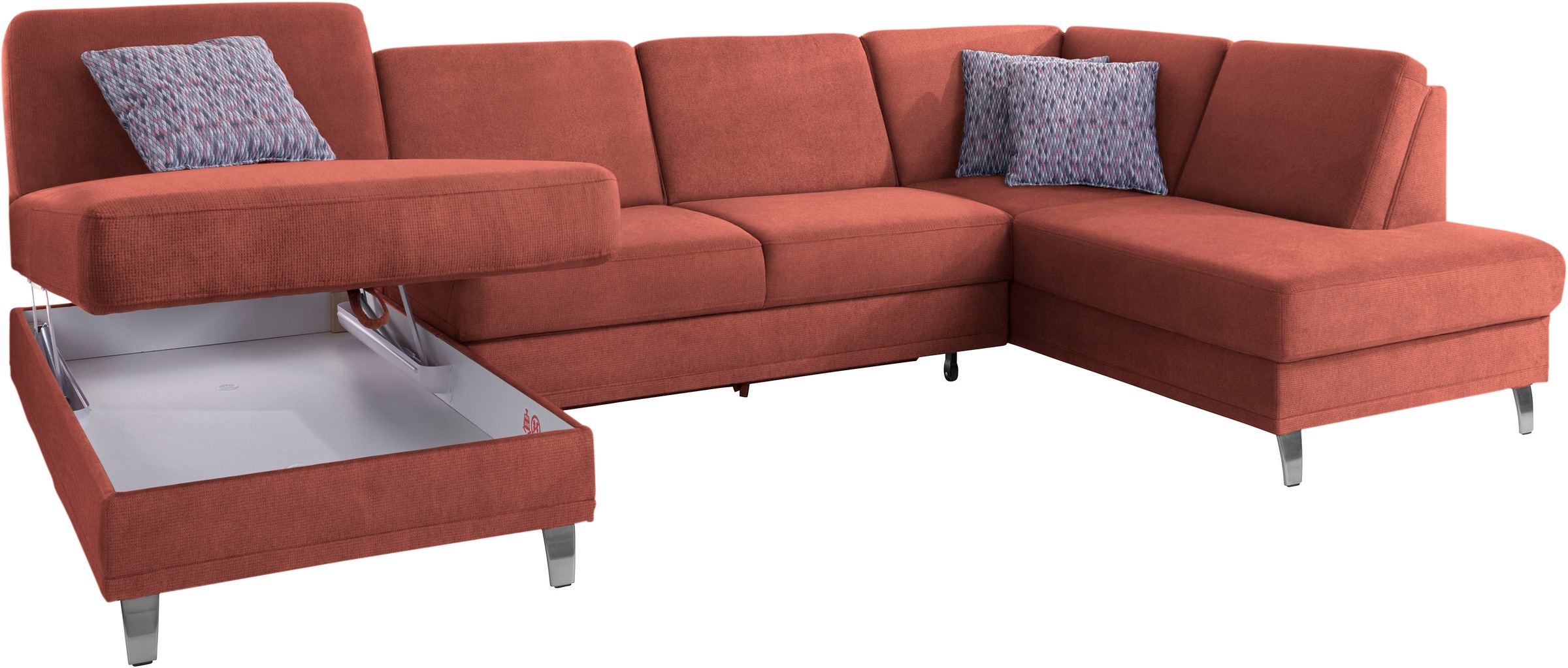 sit&more Wohnlandschaft »Clio U-Form«, wahlweise mit Bettfunktion und Bettkasten, inklusive Federkern