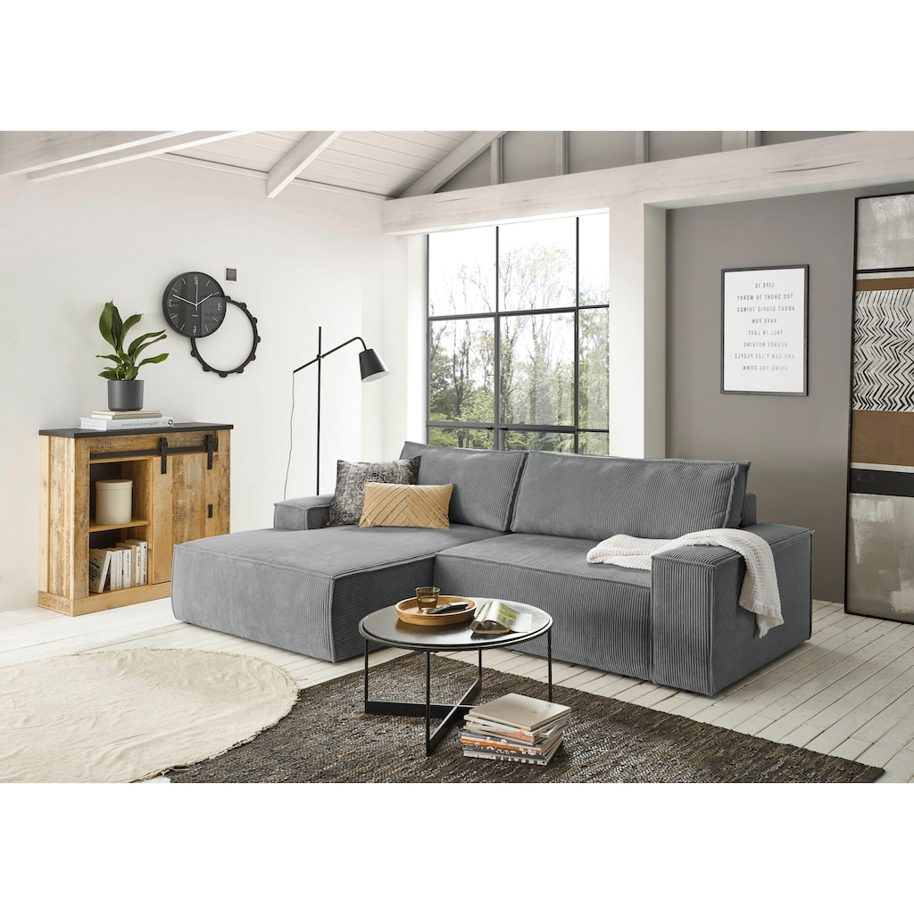 Ecksofa SHERWOOD Schlafsofa, mit Bettkasten, Cord-Bezug