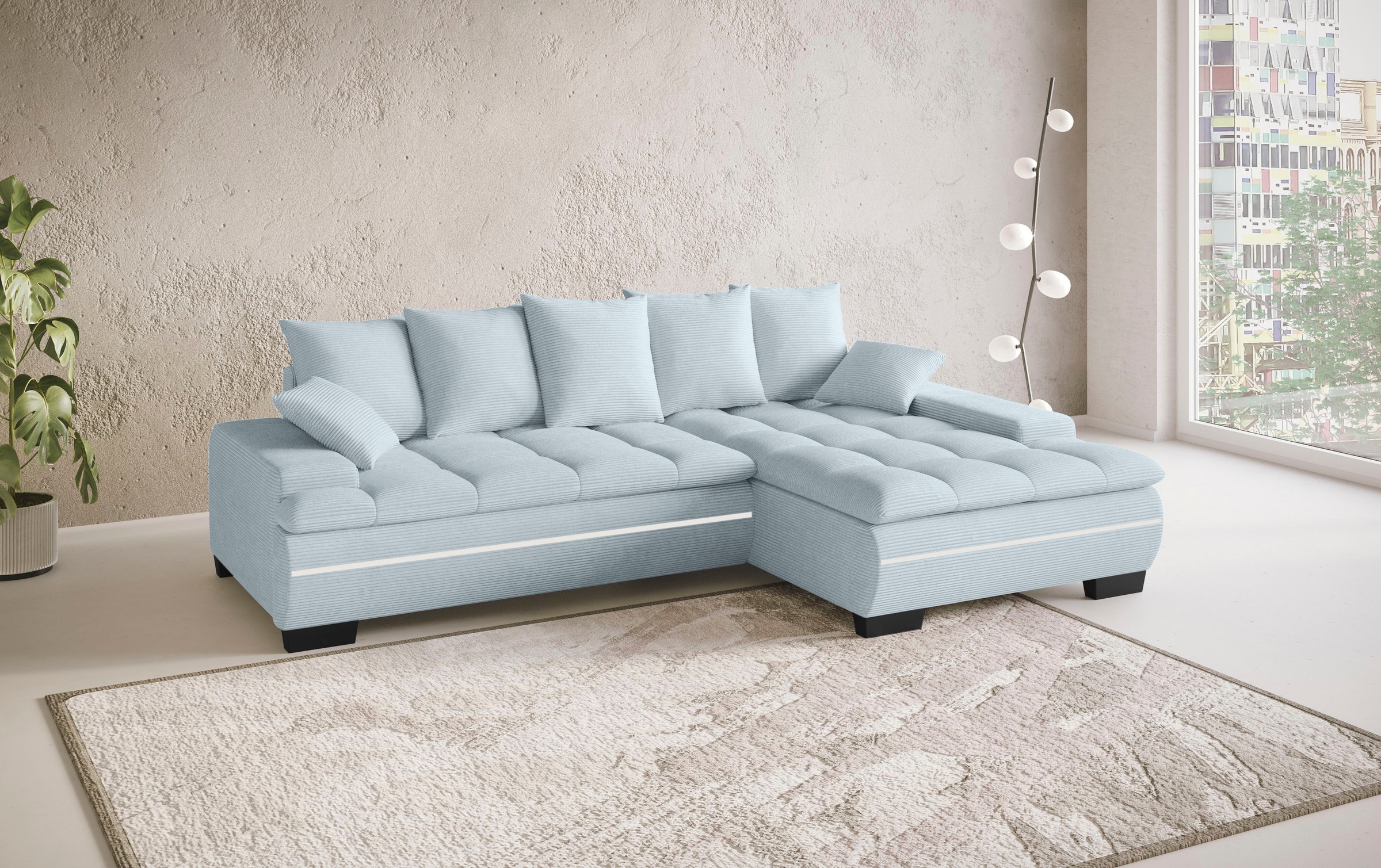 Mr. Couch Ecksofa »Haiti II, L-Form«, RGB-LED Beleuchtung, Kaltschaum, wahlweise mit Bett, Bettkasten