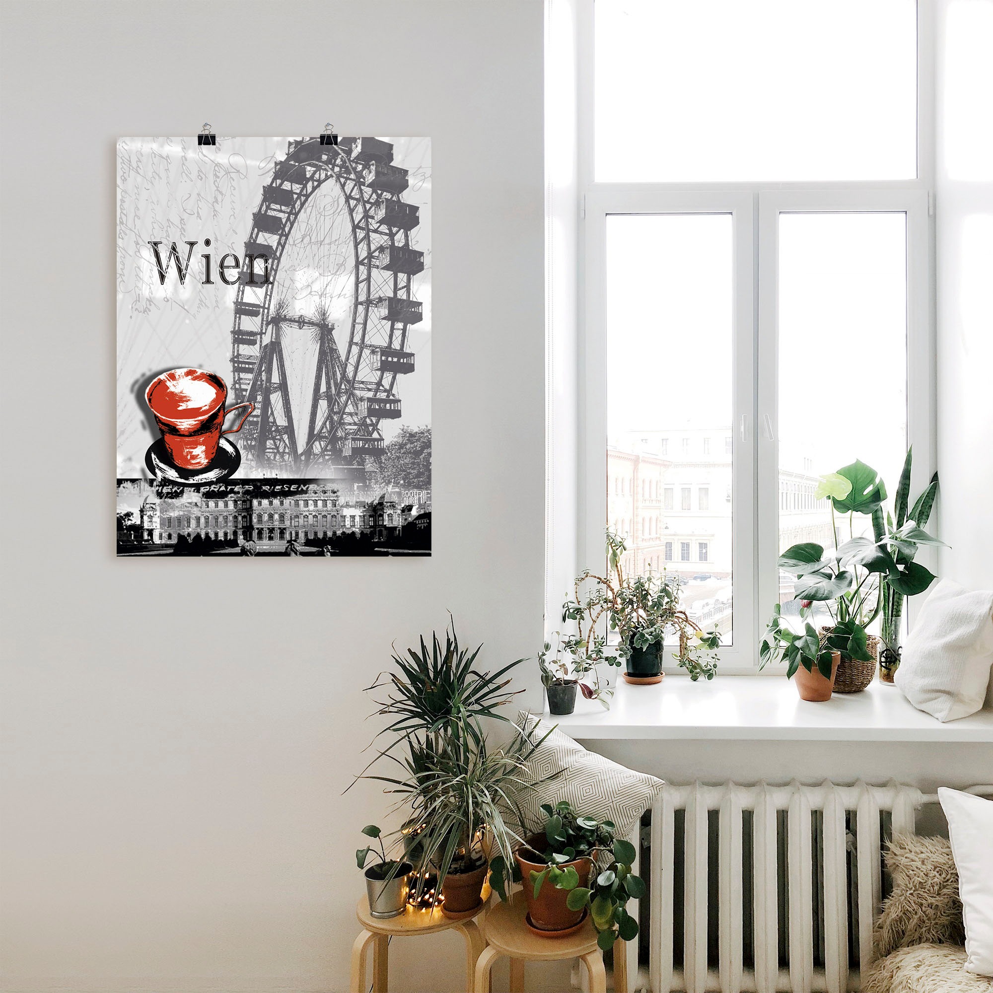 Artland Wandbild »Wien - Melange - Kaffee«, Gebäude, (1 St.), als Alubild, Outdoorbild, Leinwandbild, Poster in verschied. Größen