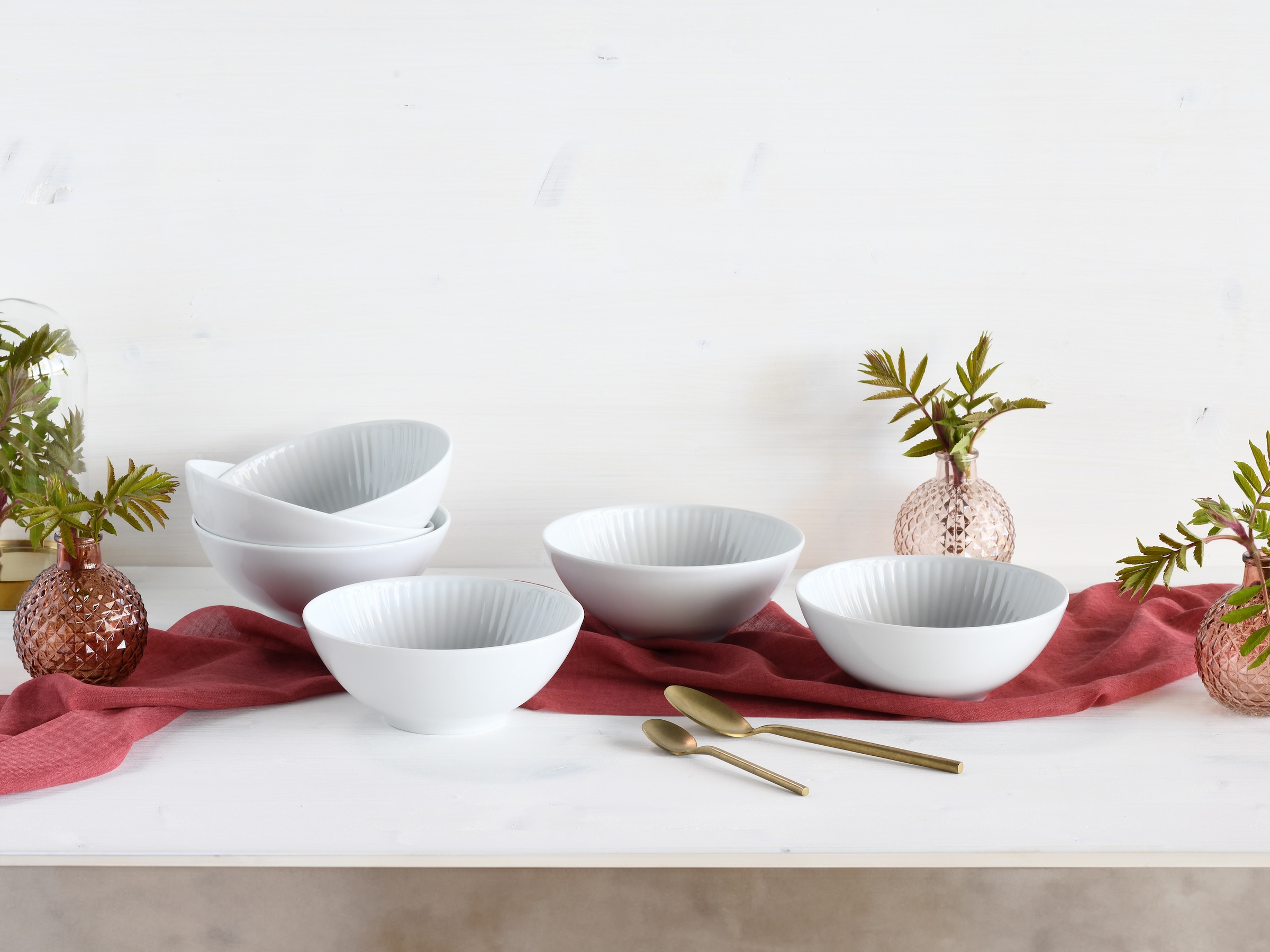 CreaTable Müslischale »Valencia, Mehrzweckschale 6-tlg«, 6 tlg., aus Porzellan, Elegant, Boho Chic