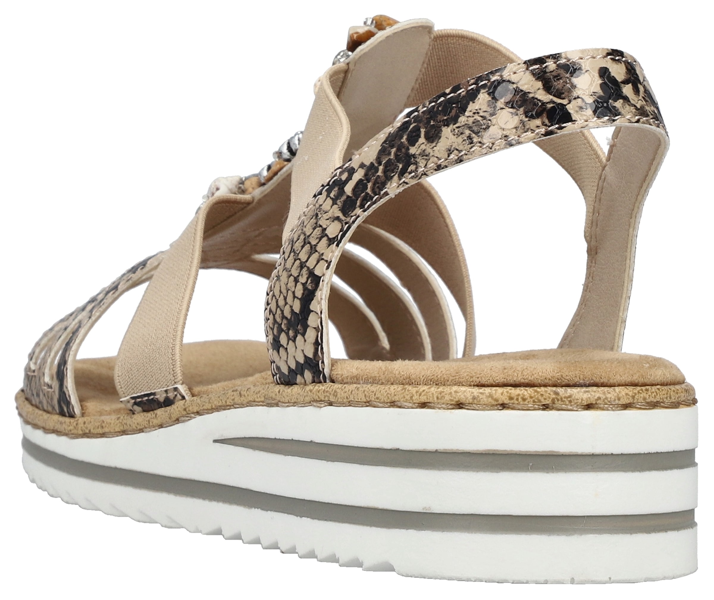 Rieker Riemchensandale  Sommerschuh, Sandalette, Keilabsatz, mit sommerlicher Verzierung