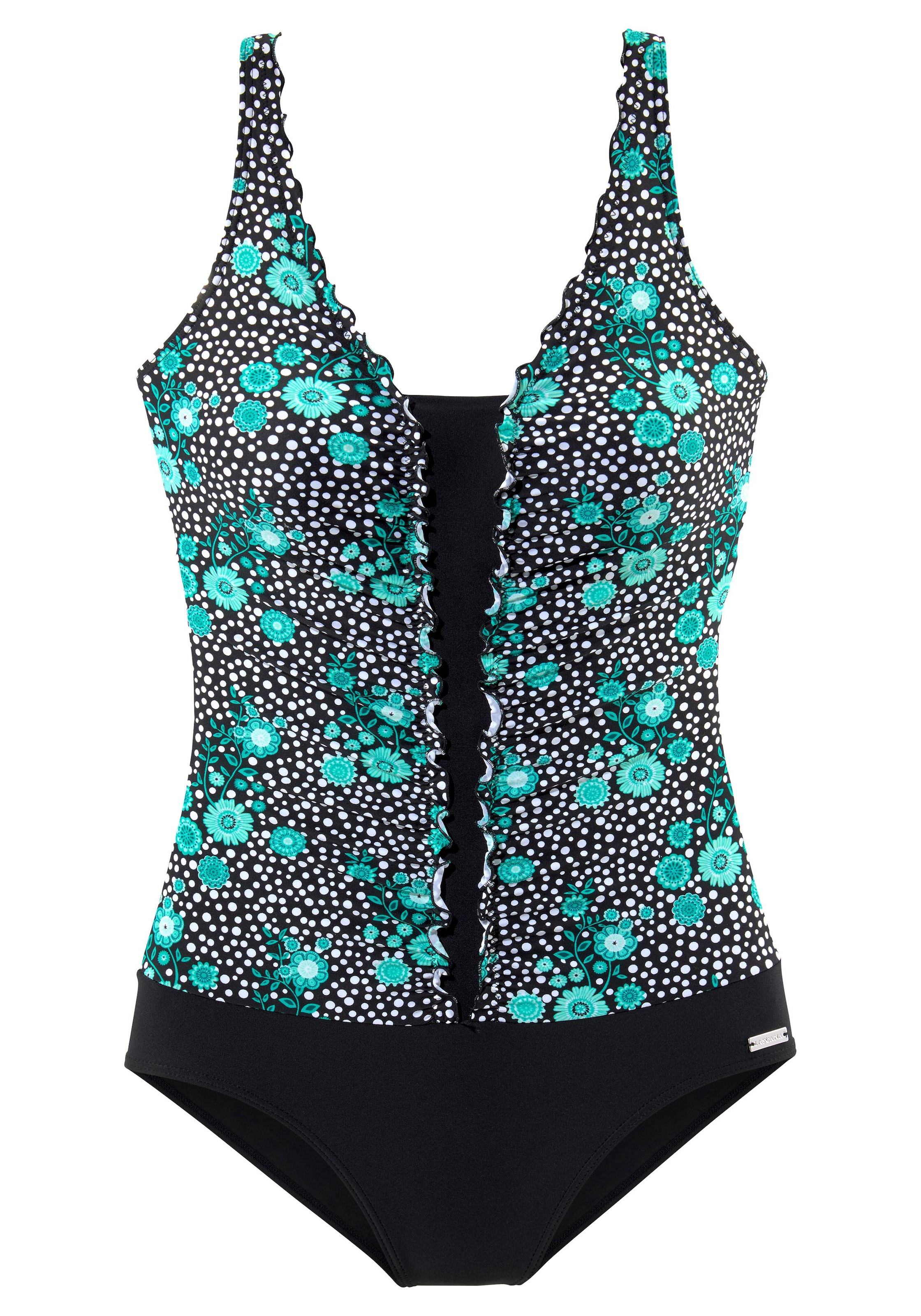 2. Bild von LASCANA Badeanzug »Flori«, mit modischer Raffung vorn, eingearbeitete Softcups, Unterbrustgummi