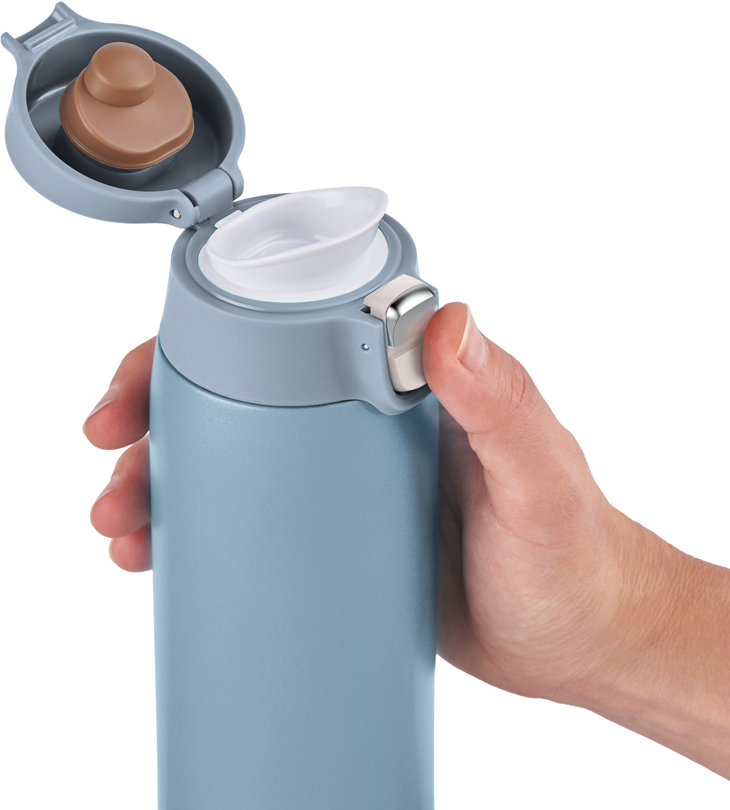 Emsa Thermobecher »Travel Mug Light«, 0,4L, leicht, Edelstahl, Klappverschluss, 100% dicht, 8h heiß/16h kalt