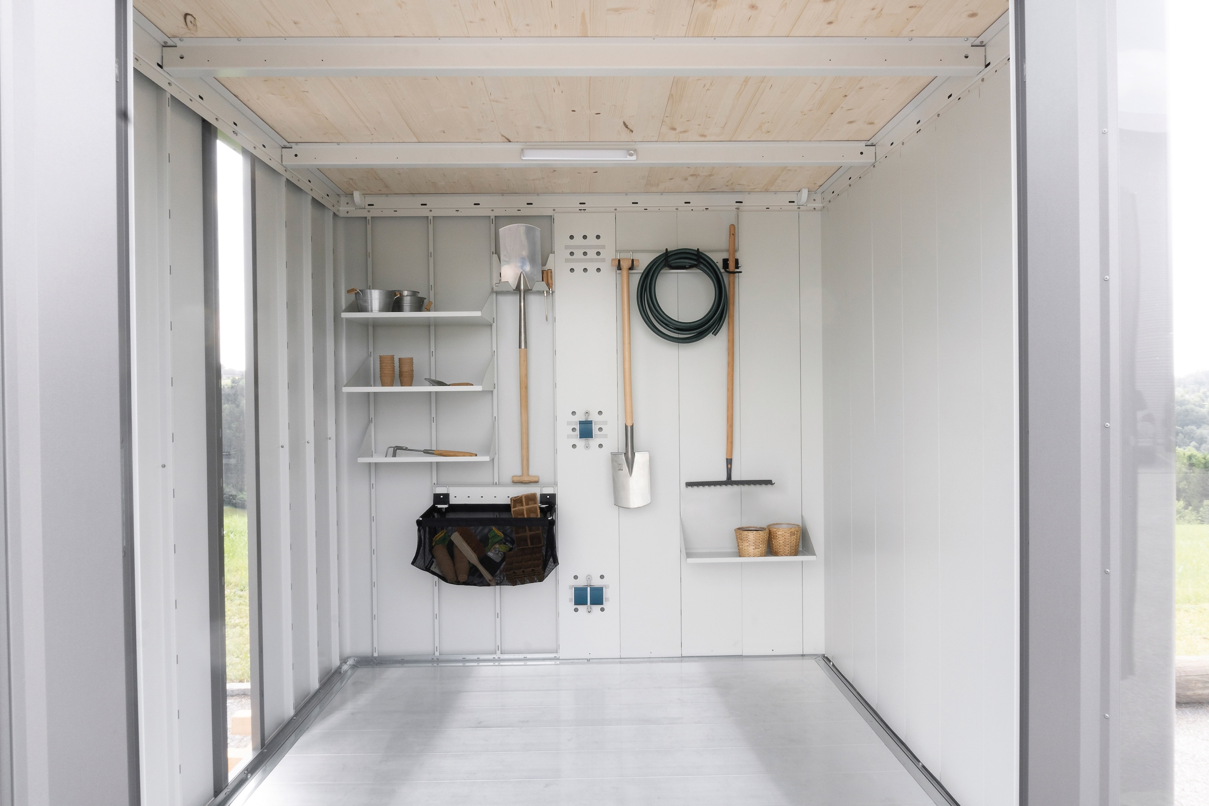 Biohort Gerätehaus »NEO Gr. 4D, verschiedene Farben«, stylisches Gartenhaus mit Flachdach