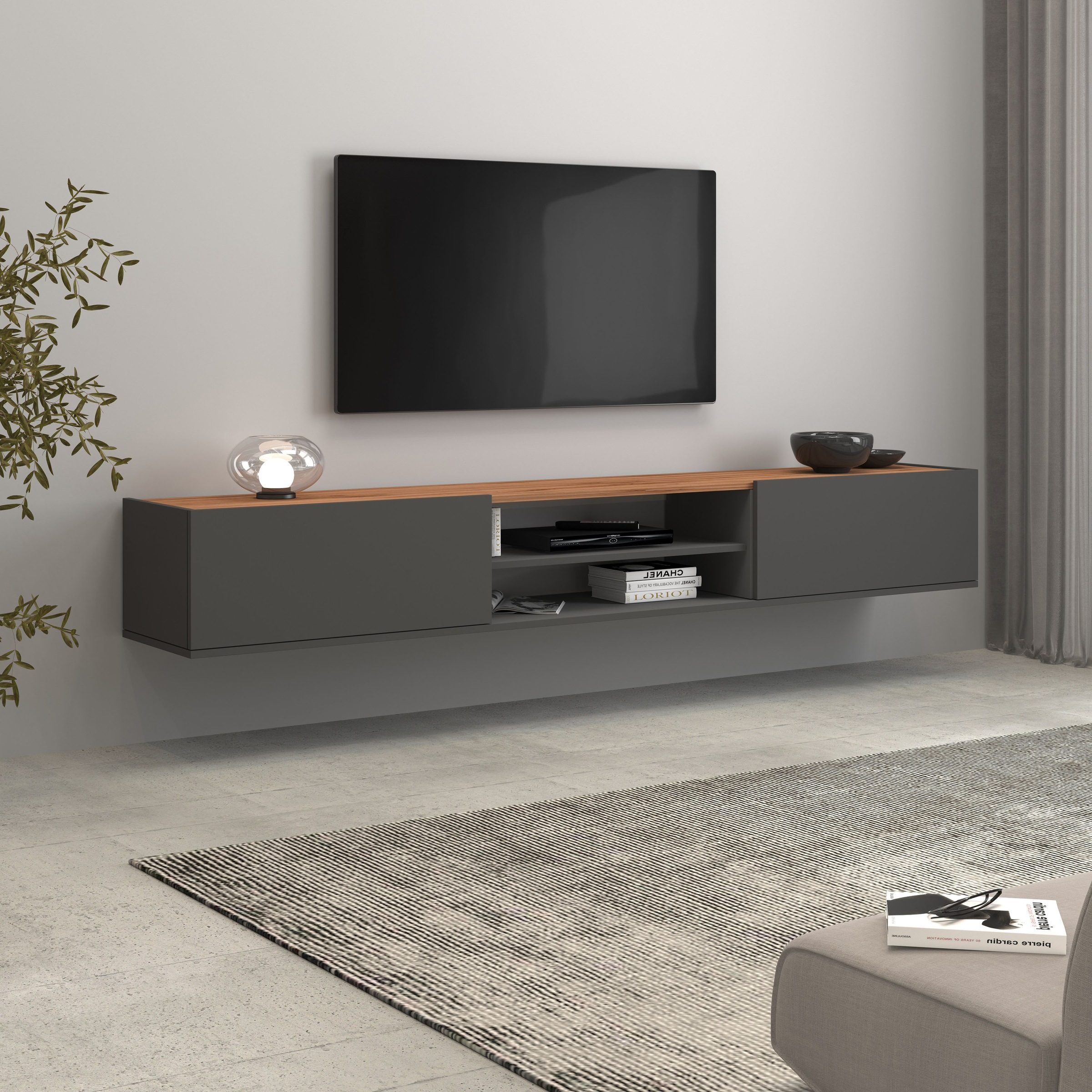 INOSIGN Lowboard »Garda,Lowboard,TV-Kommode,TV-Möbel,TV-Bank«, stehend und hängend mit 2 Klappen, 1 Einlegeboden, Breite 210 cm